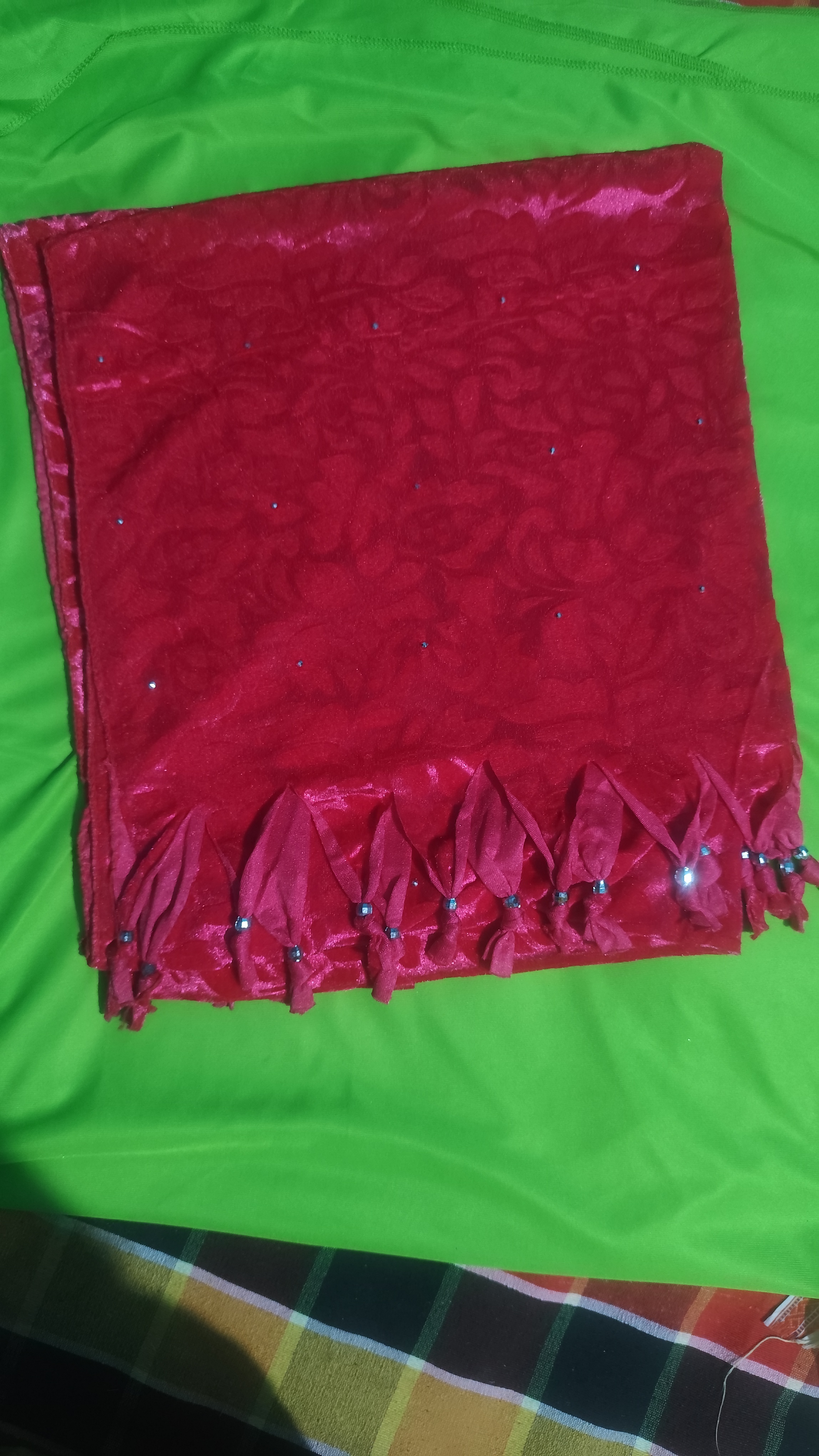 Red velvet fabric Dupatta 