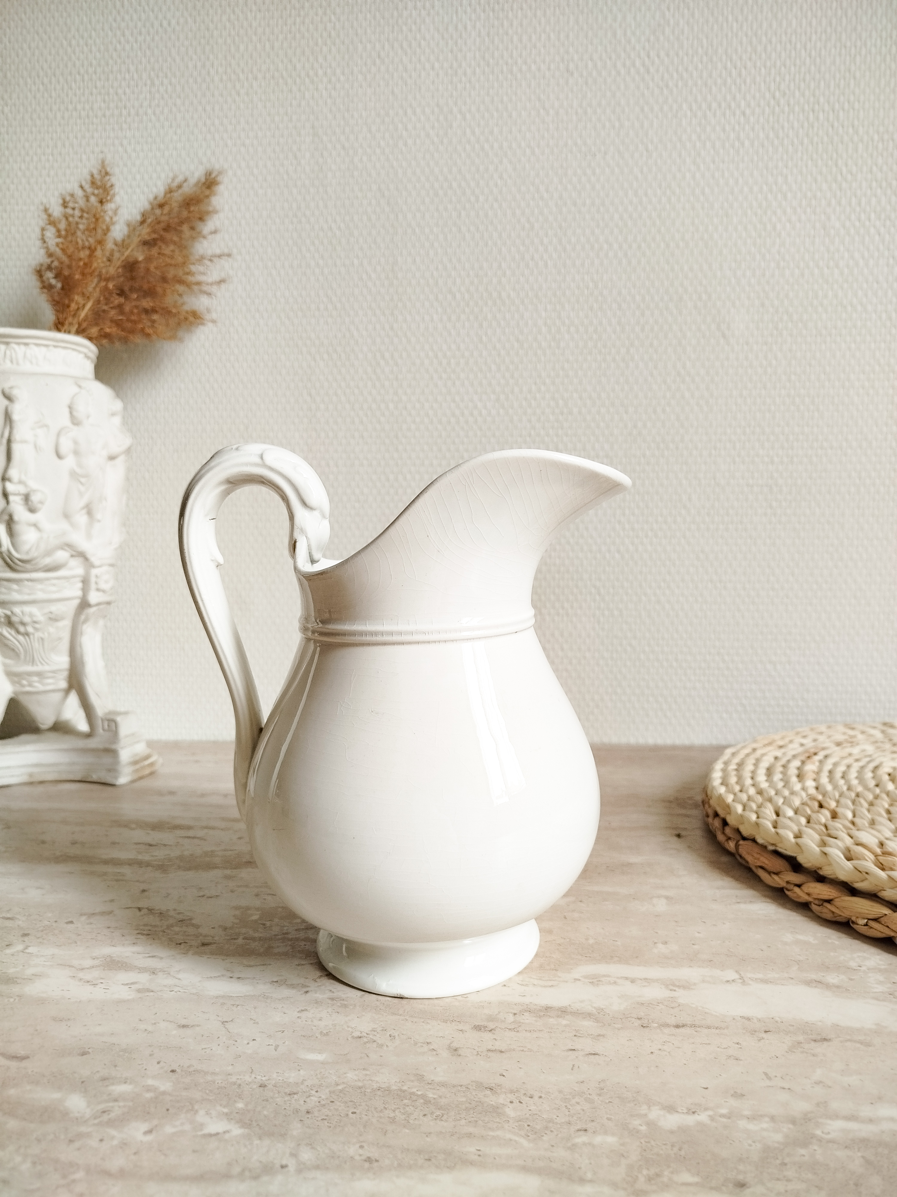 Pichet cygne Digoin & Sarreguemines 