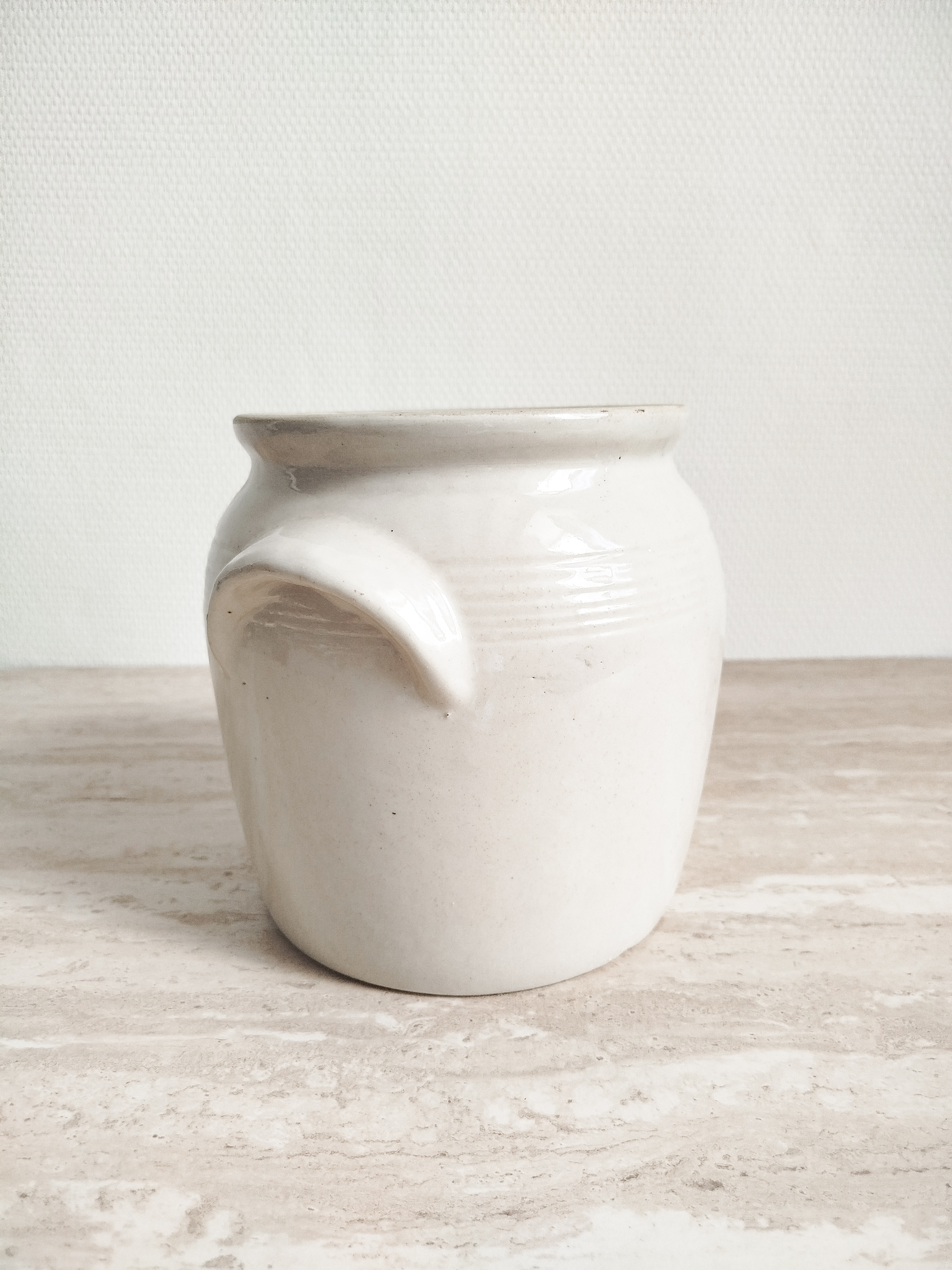 Pot en grès blanc crème 19 cm 