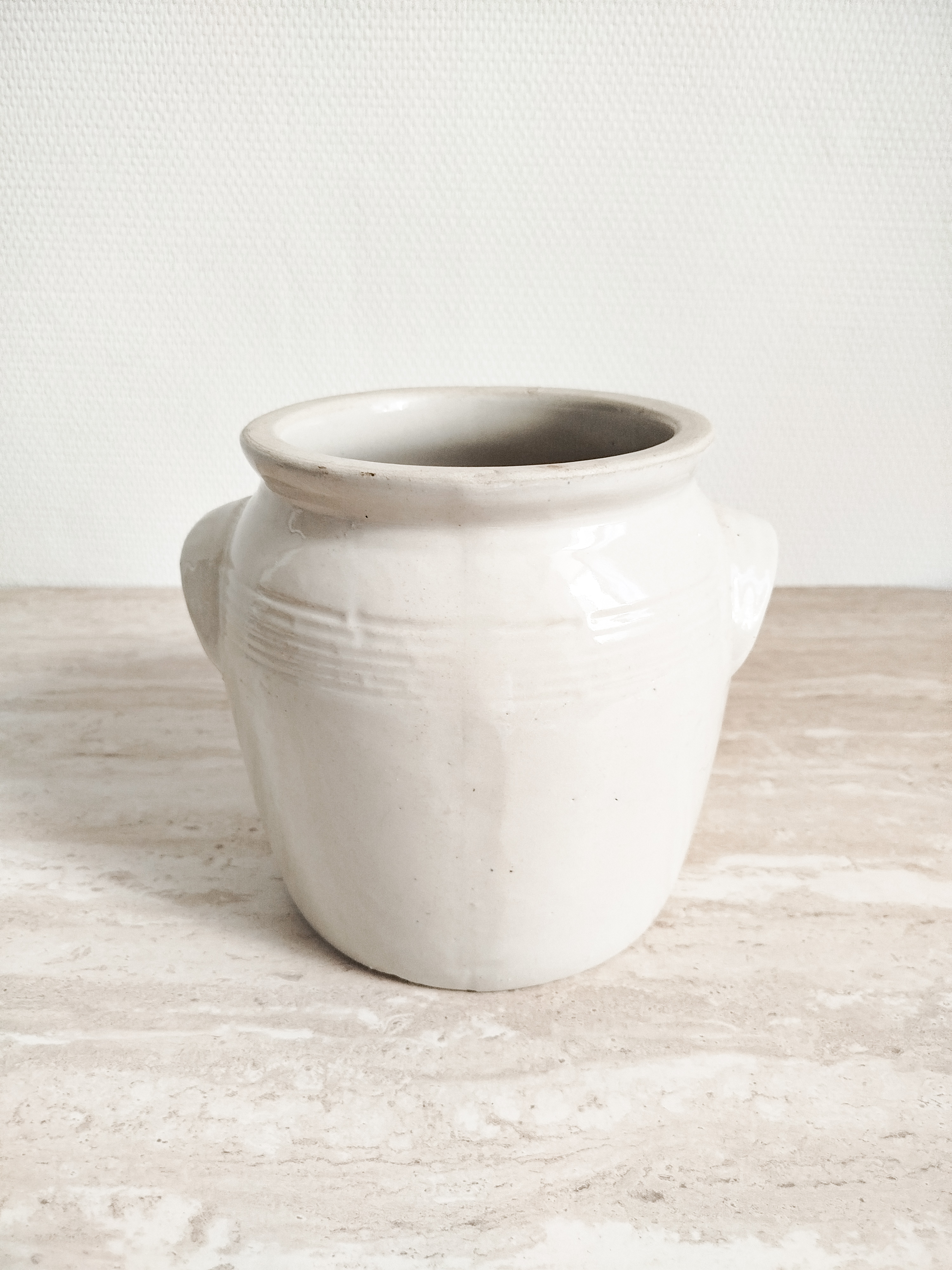Pot en grès blanc crème 19 cm 
