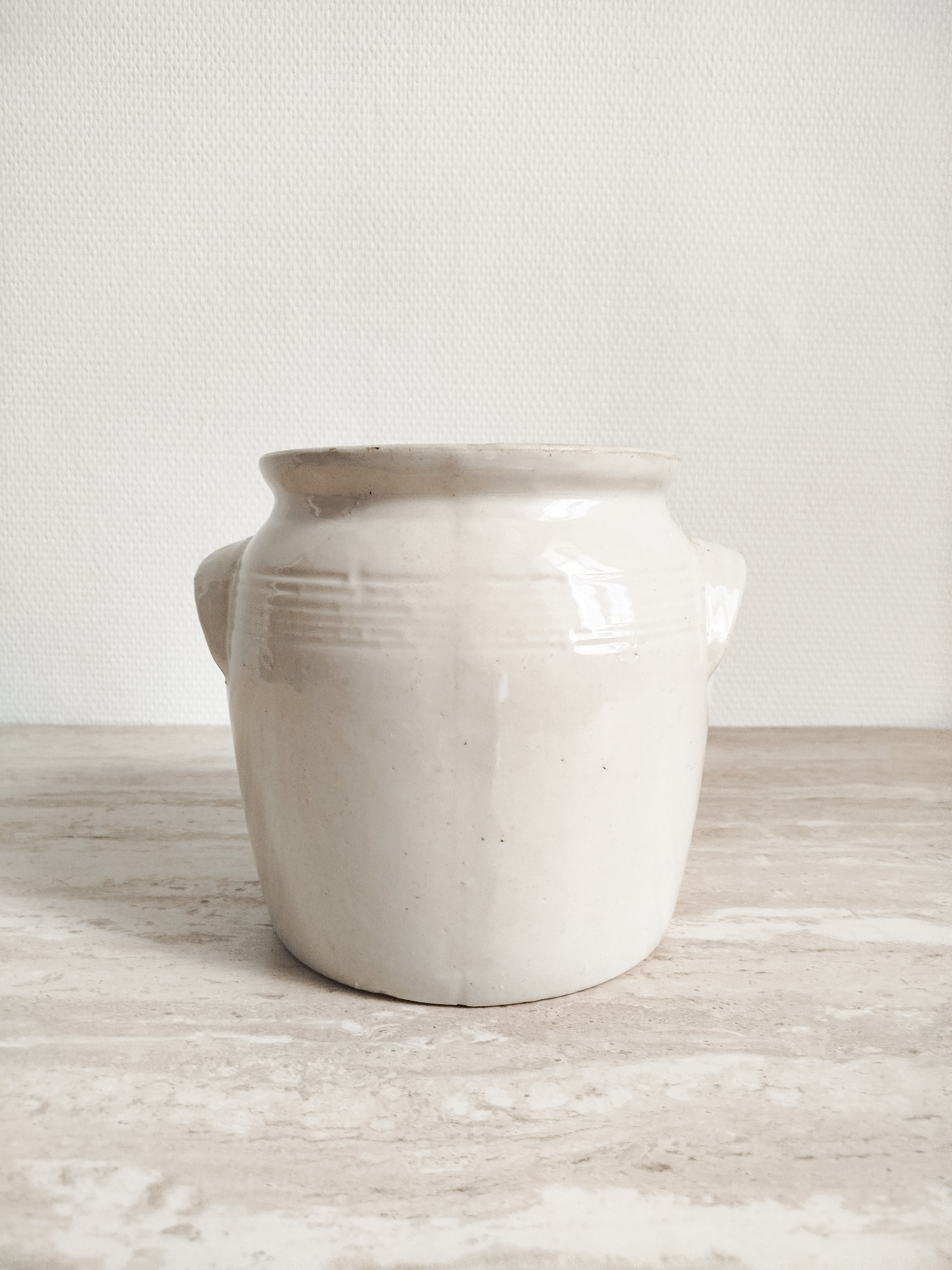 Pot en grès blanc crème 19 cm 