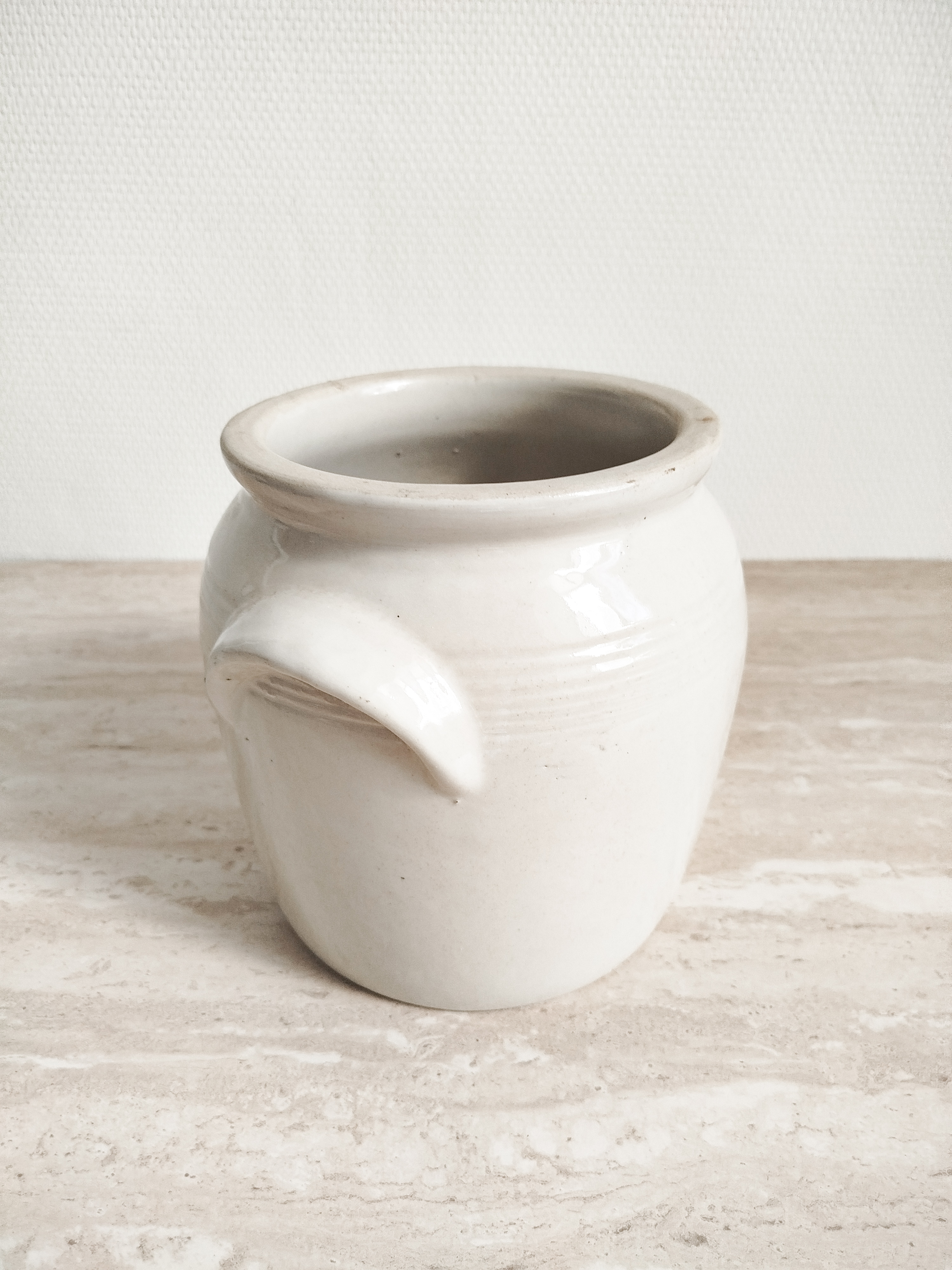 Pot en grès blanc crème 19 cm 