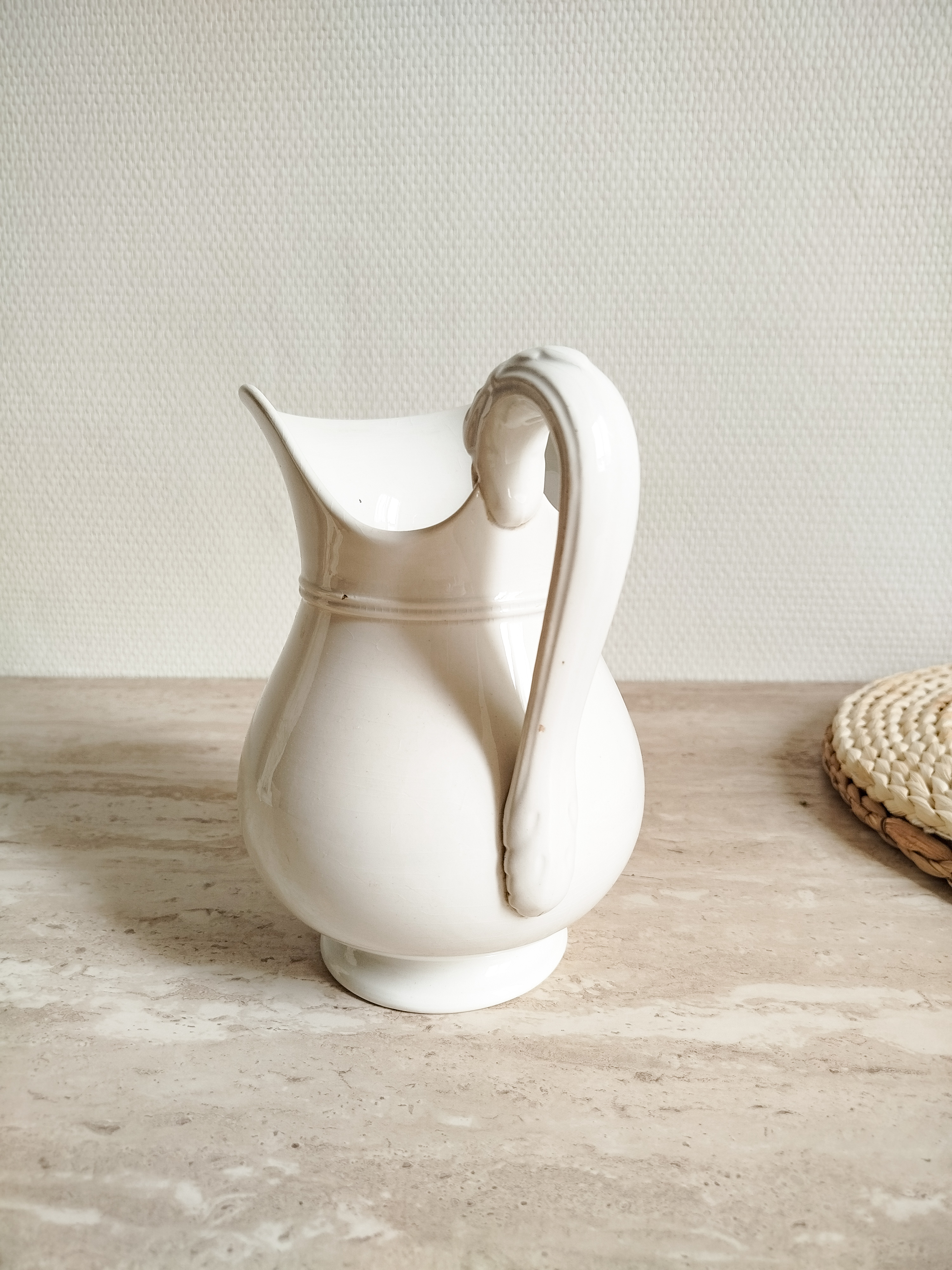 Pichet cygne Digoin & Sarreguemines 