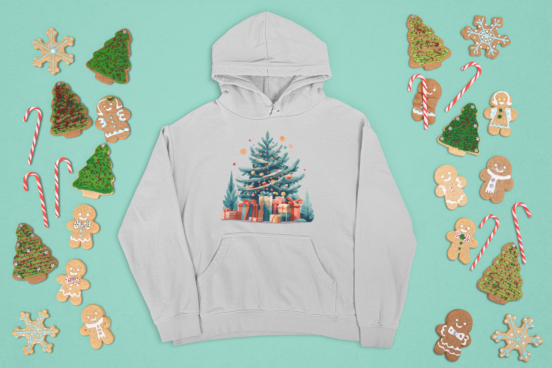 Kalėdinis džemperis su gobtuvu