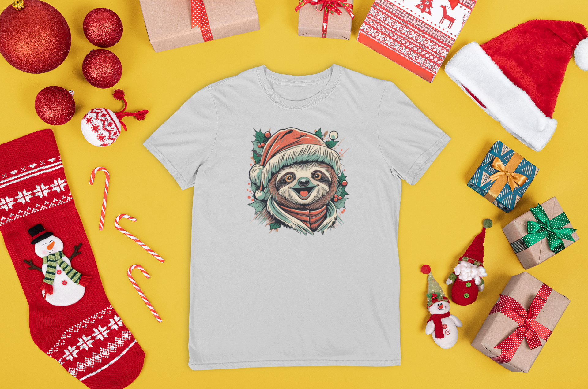 Kalėdiniai marškinėliai su tinginiu