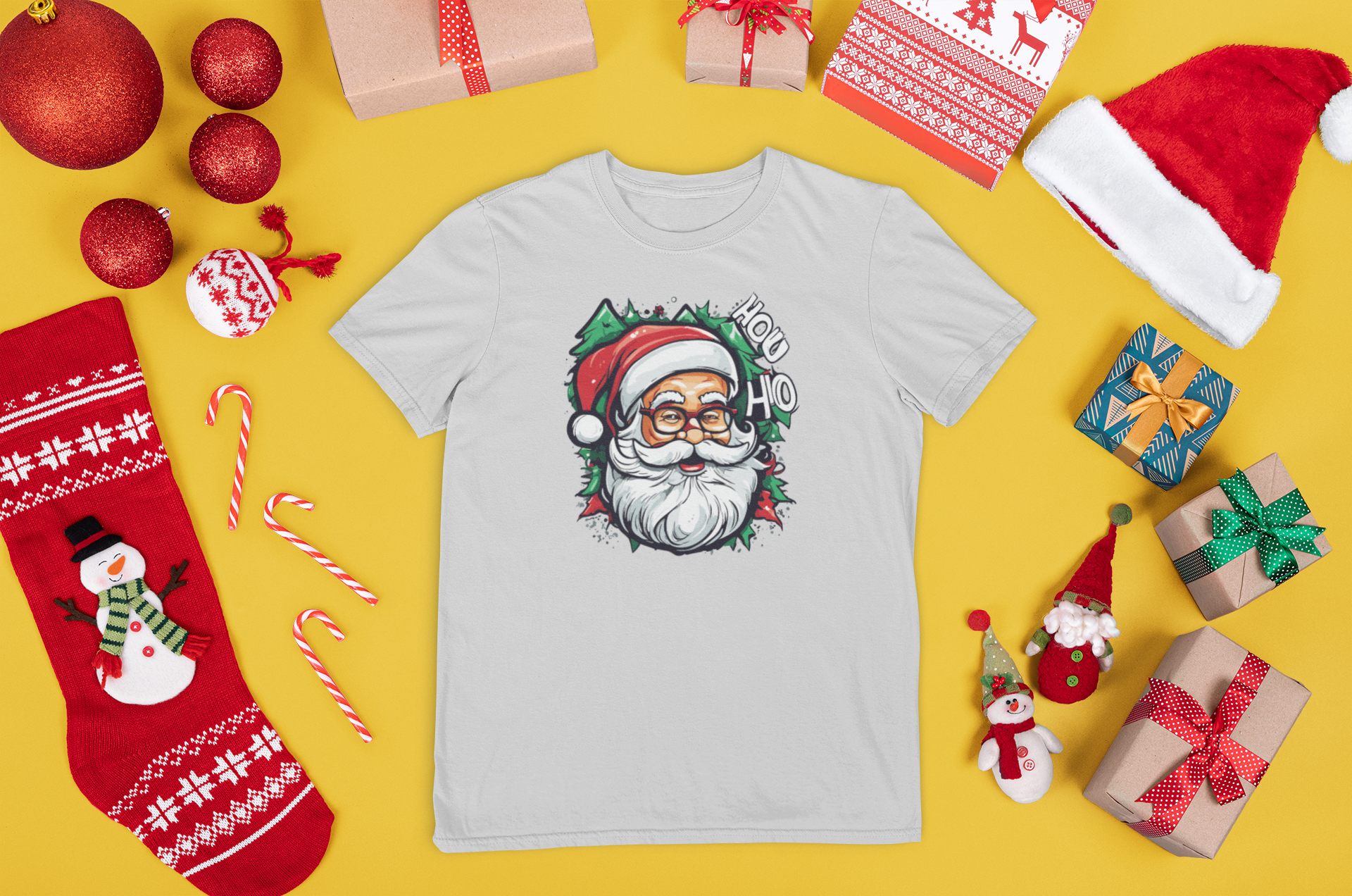 Kalėdiniai marškinėliai su Kalėdų Seneliu
