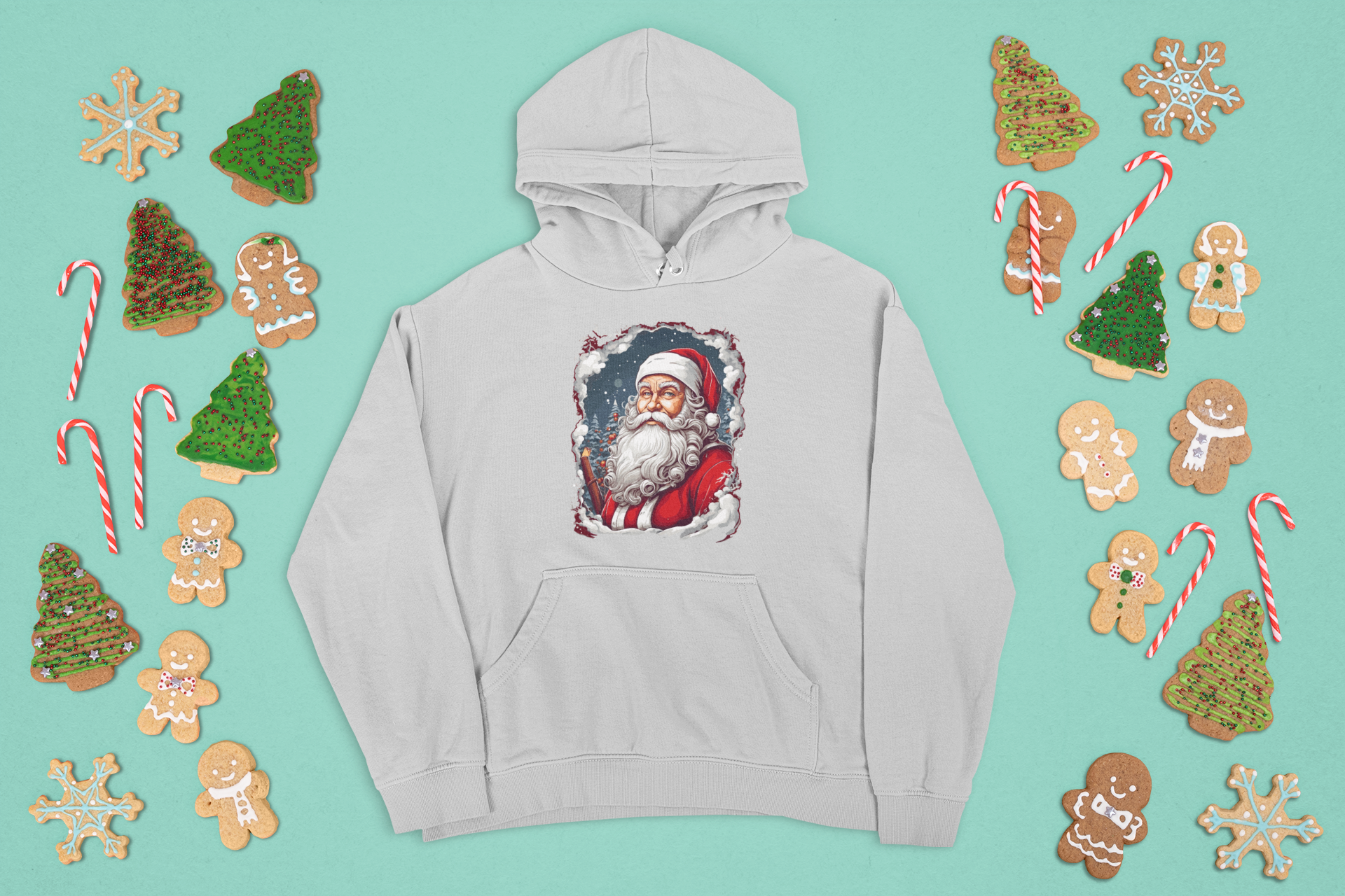 Kalėdinis džemperis su gobtuvu