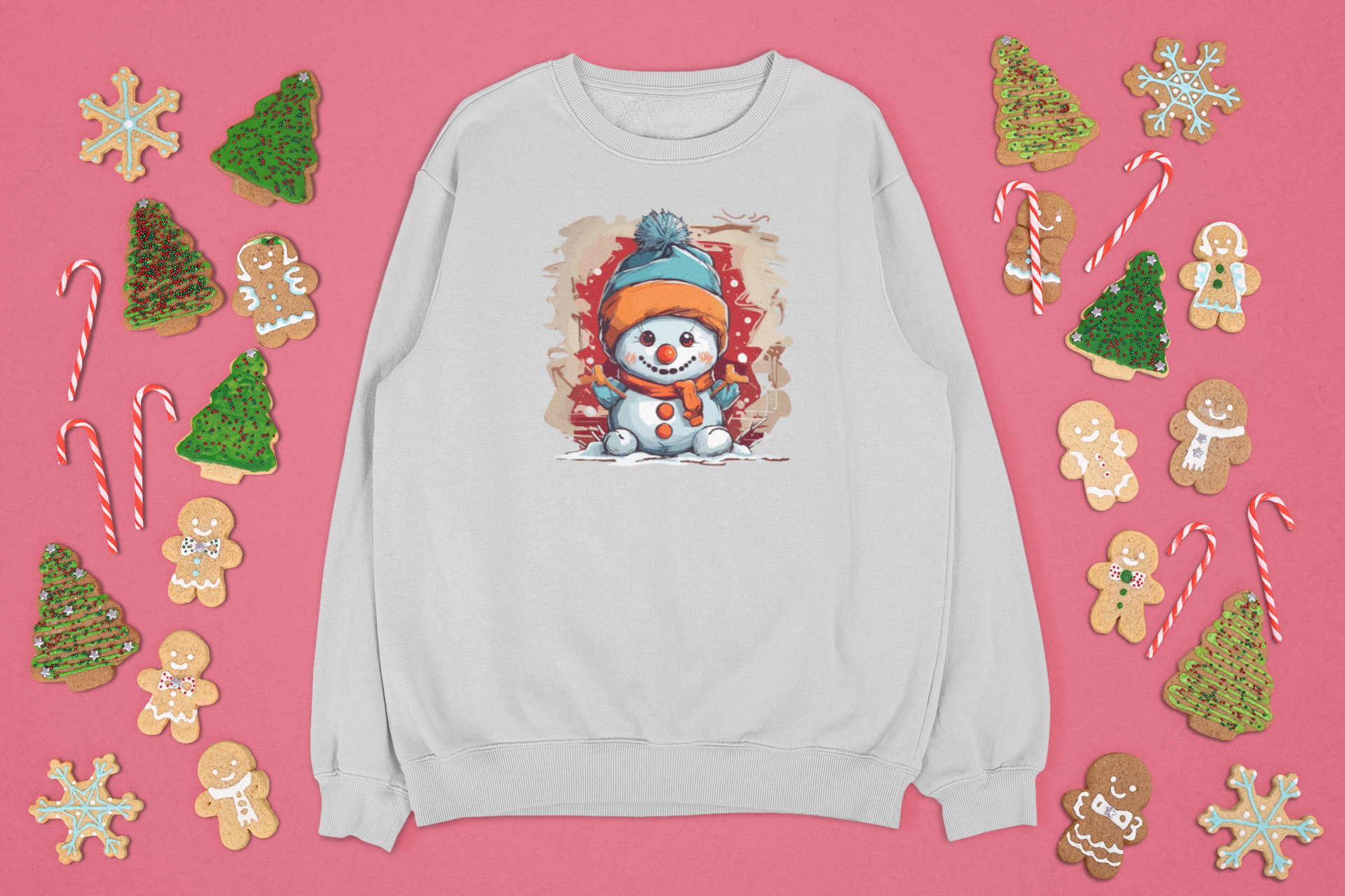 Šventinis džemperis su sniego seniu