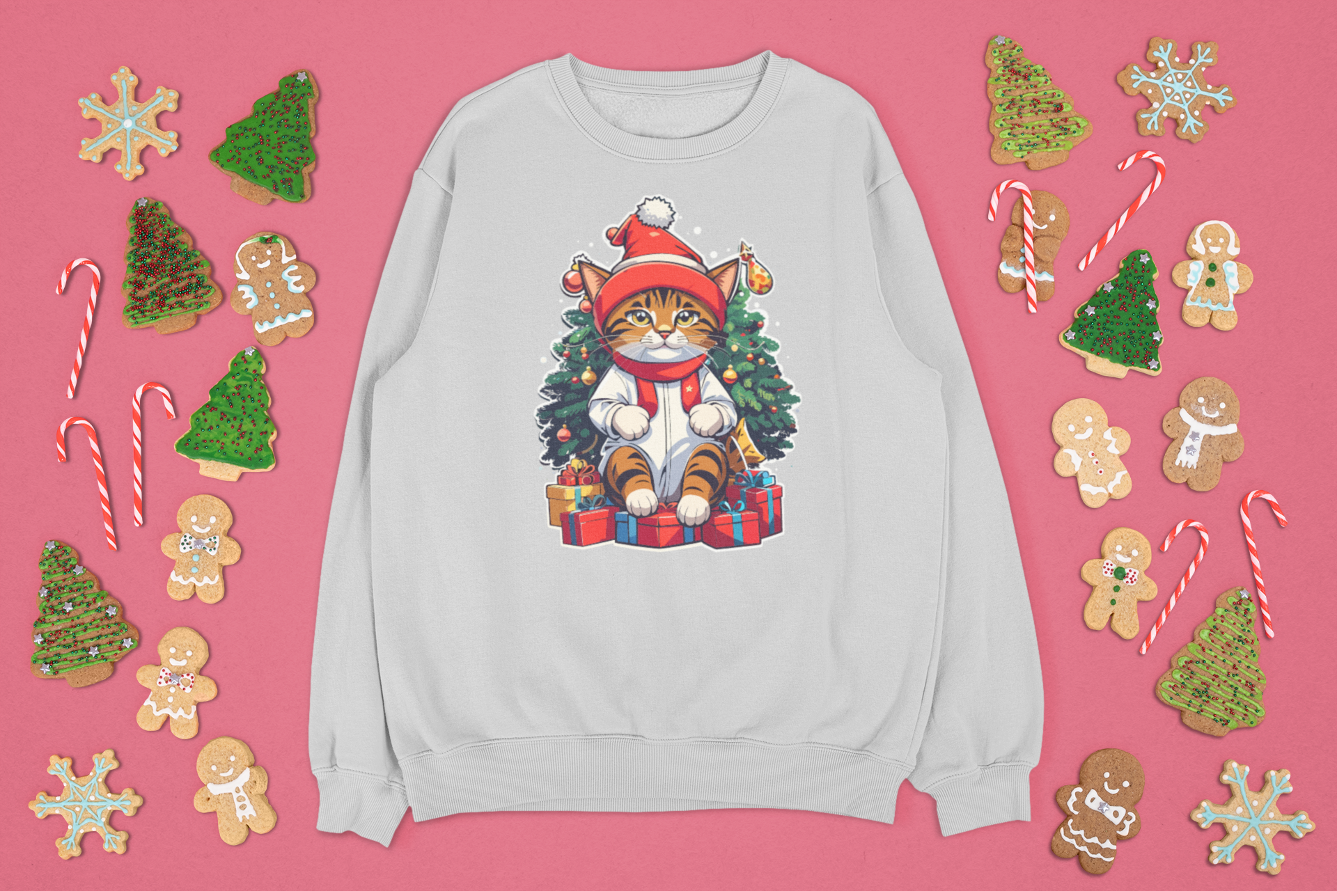 Kalėdinis džemperis su katinu