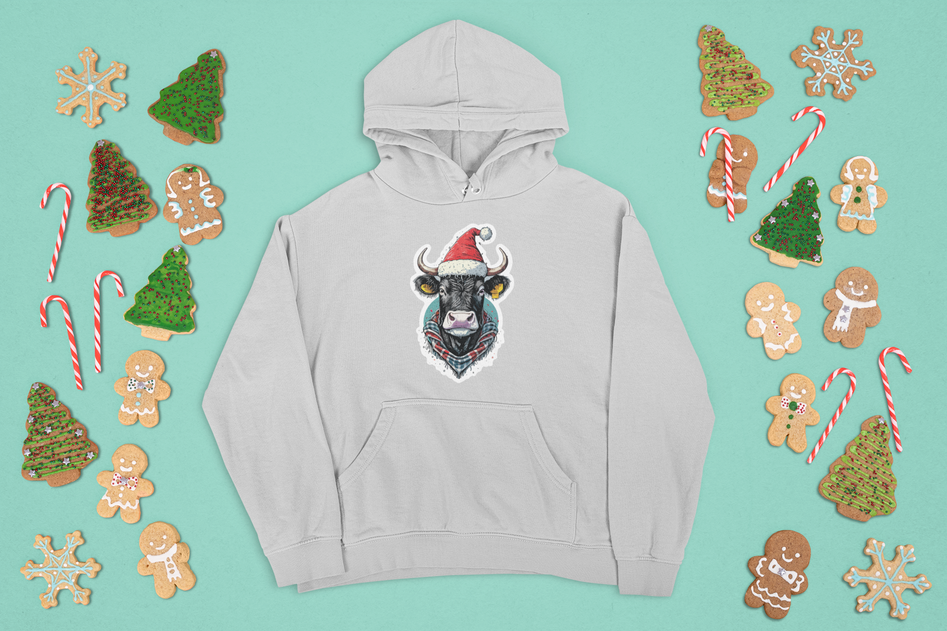 Kalėdinis džemperis su jautuko piešiniu