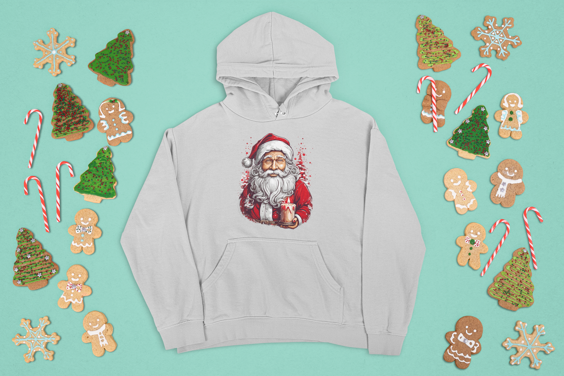 Kalėdinis džemperis su gobtuvu