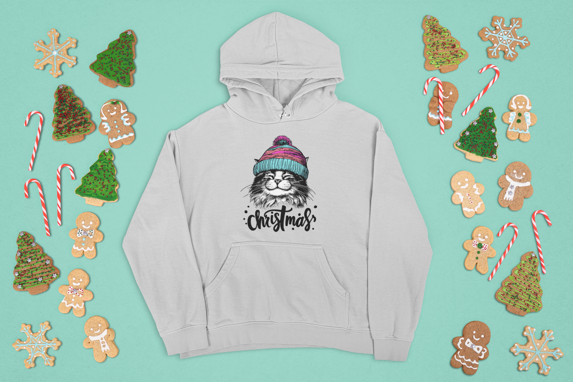 Kalėdinis džemperis su katinu