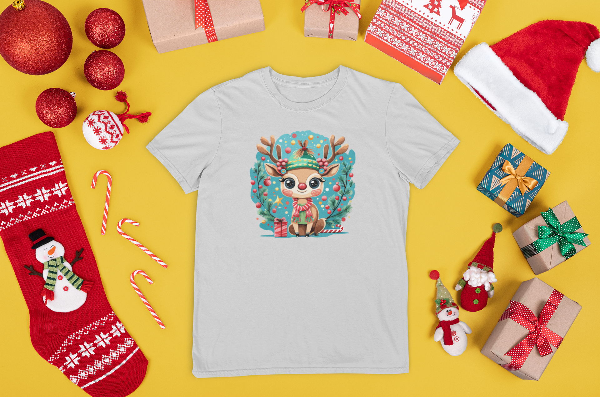 Kalėdiniai marškinėliai su elniu