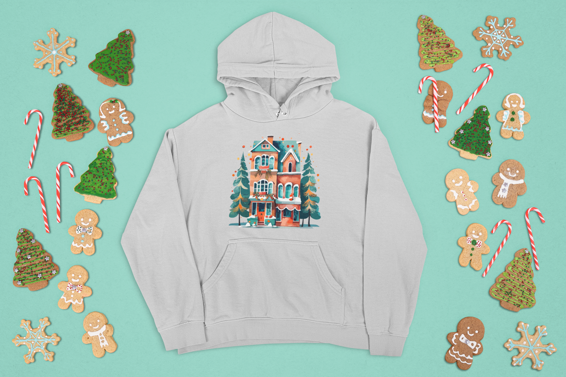 Kalėdinis džemperis su gobtuvu