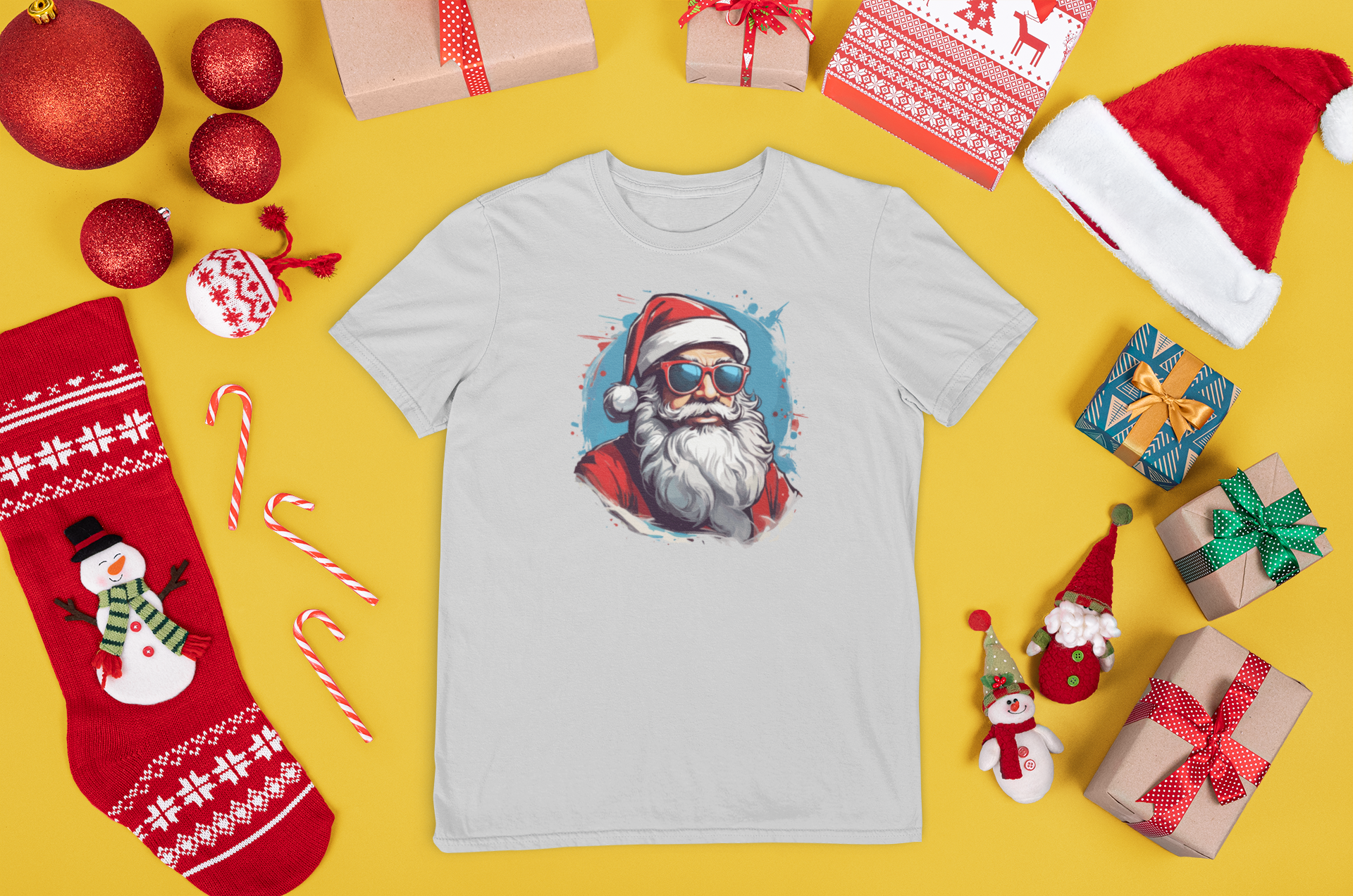 Kalėdiniai marškinėliai su Kalėdų Senelio piešiniu