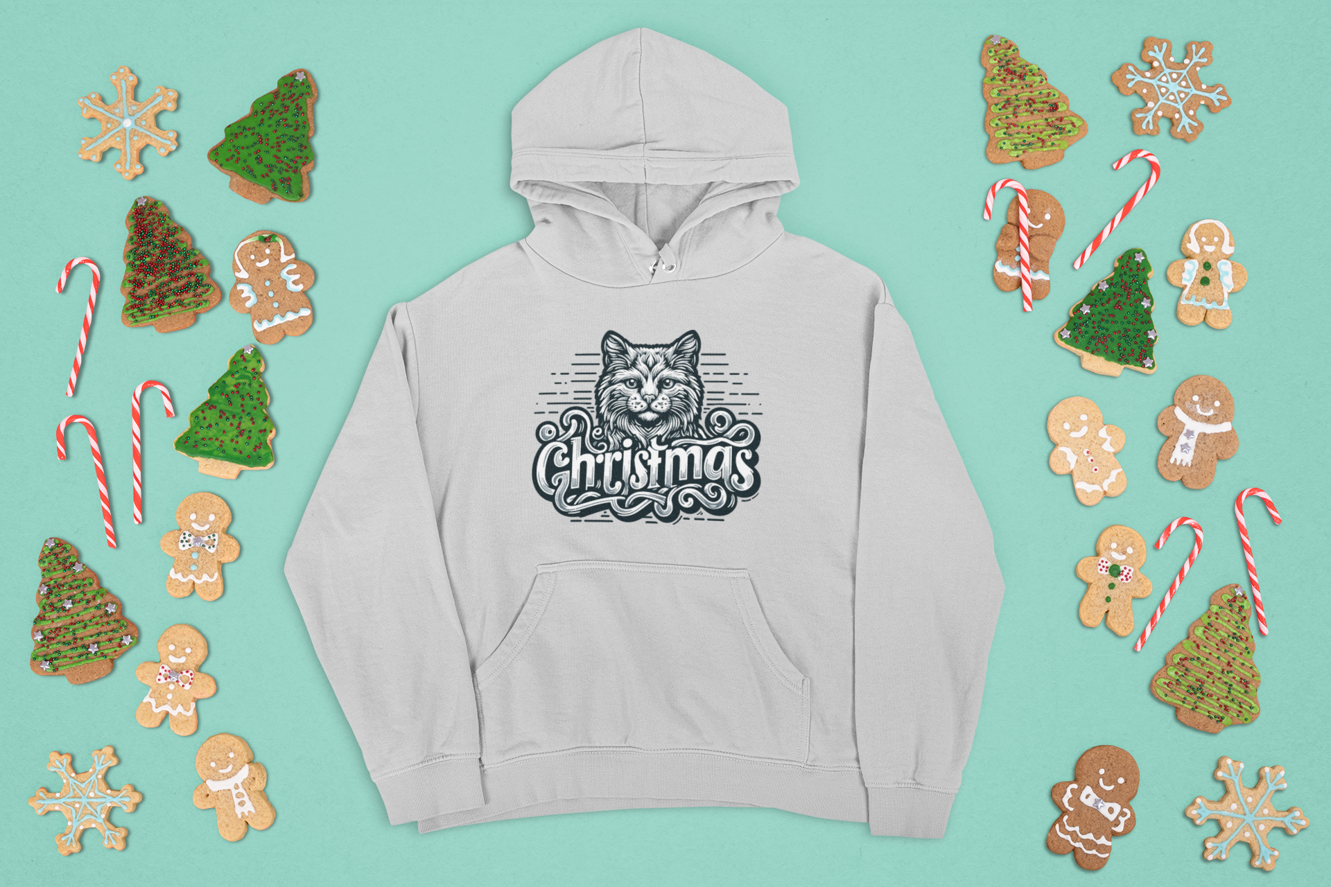 Kalėdinis džemperis su gaubtuvu