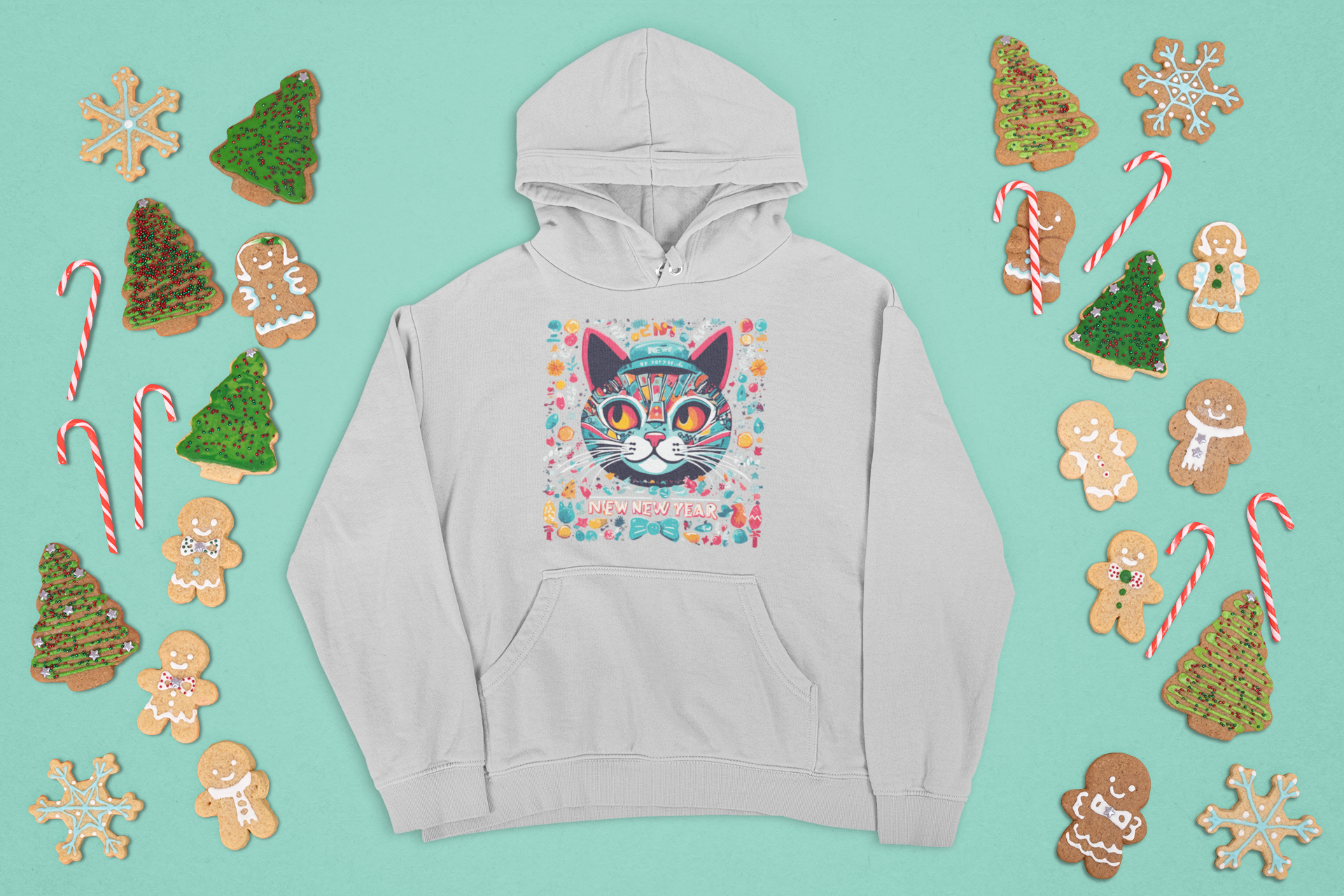 Balta džemperis su mielu katinu