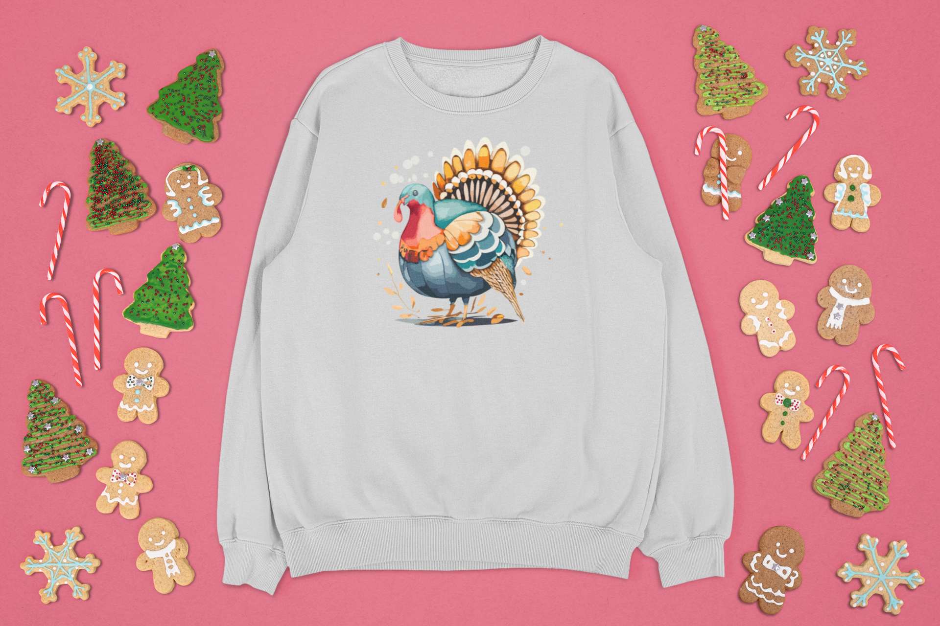 Kalėdinis megztinis su kalakuto piešiniu