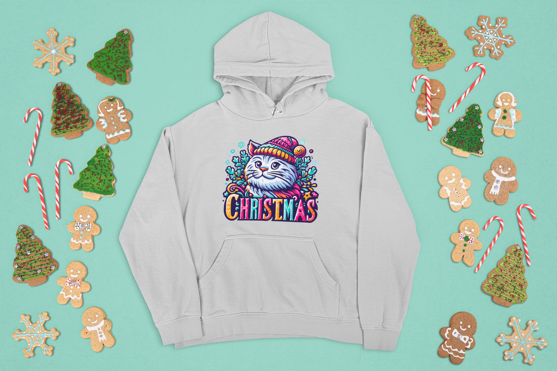 Kalėdinis džemperis su katinu