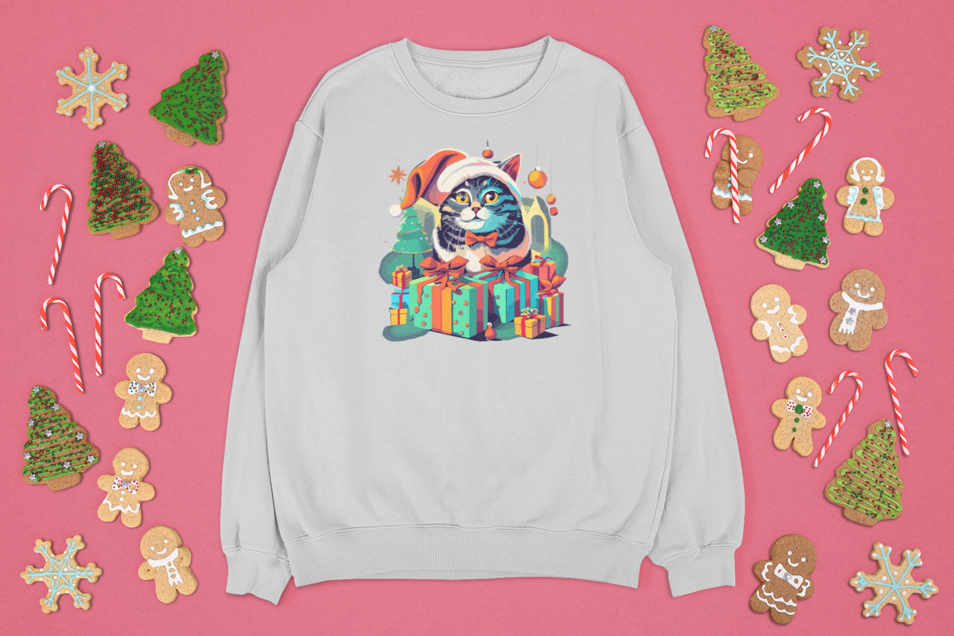 Kalėdinis džemperis su katinu