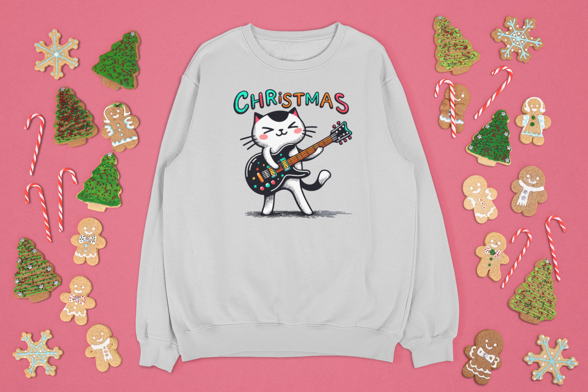 Kalėdinis džemperis su katinu