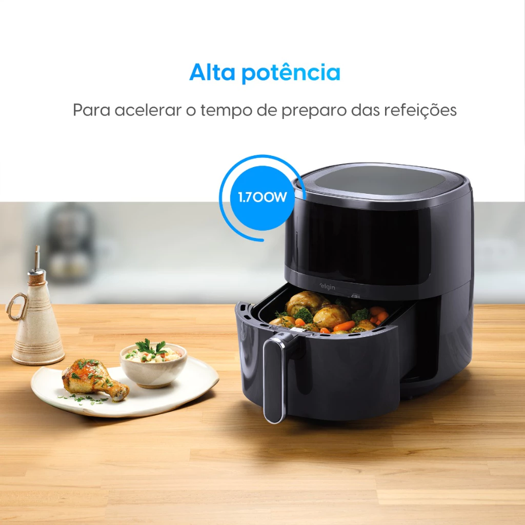 Fritadeira Elétrica Visio Fry Elgin 5L 1700w Air Fryer Digital Cinza