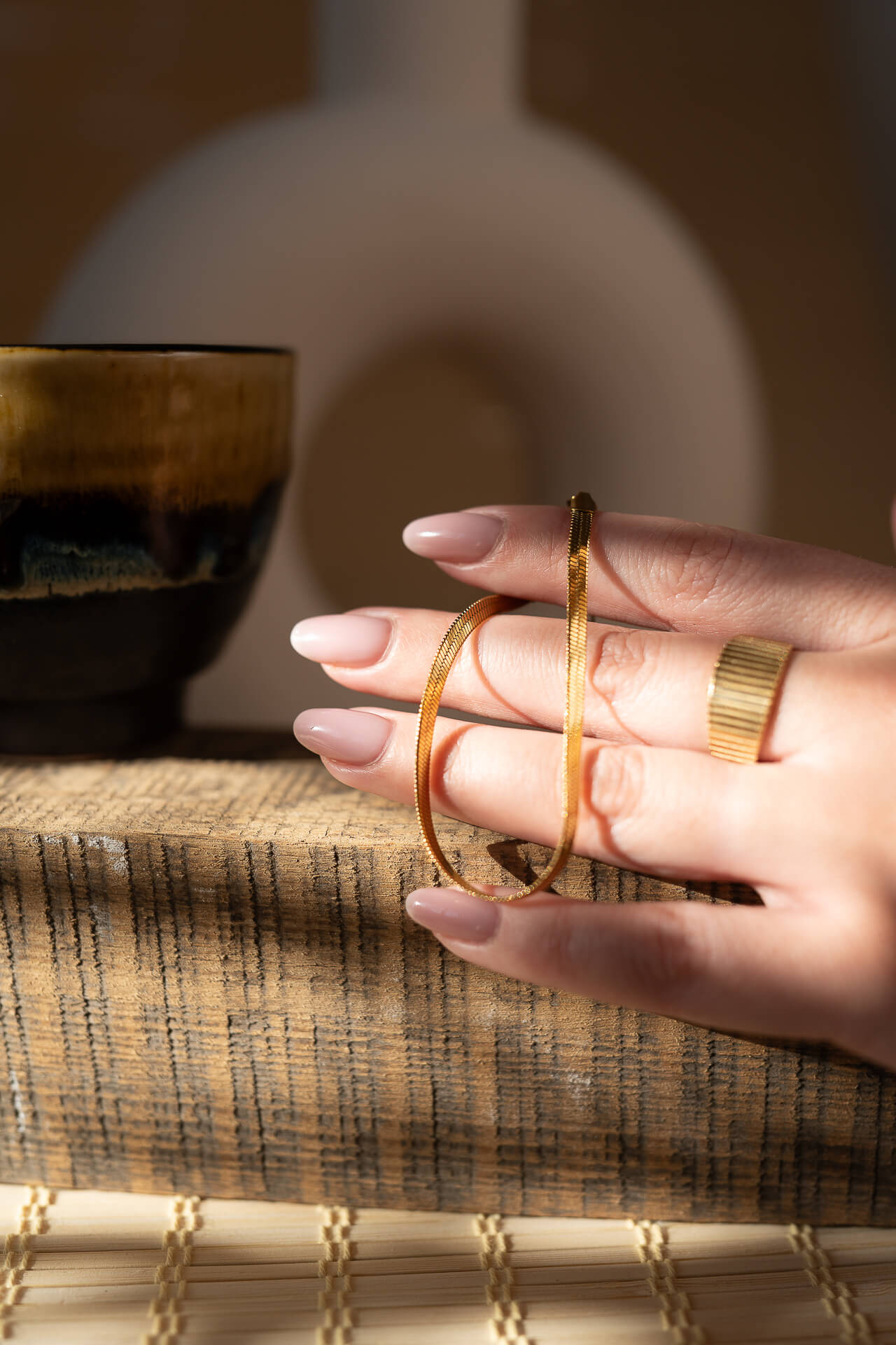 Złota bransoletka żmijka 3 mm