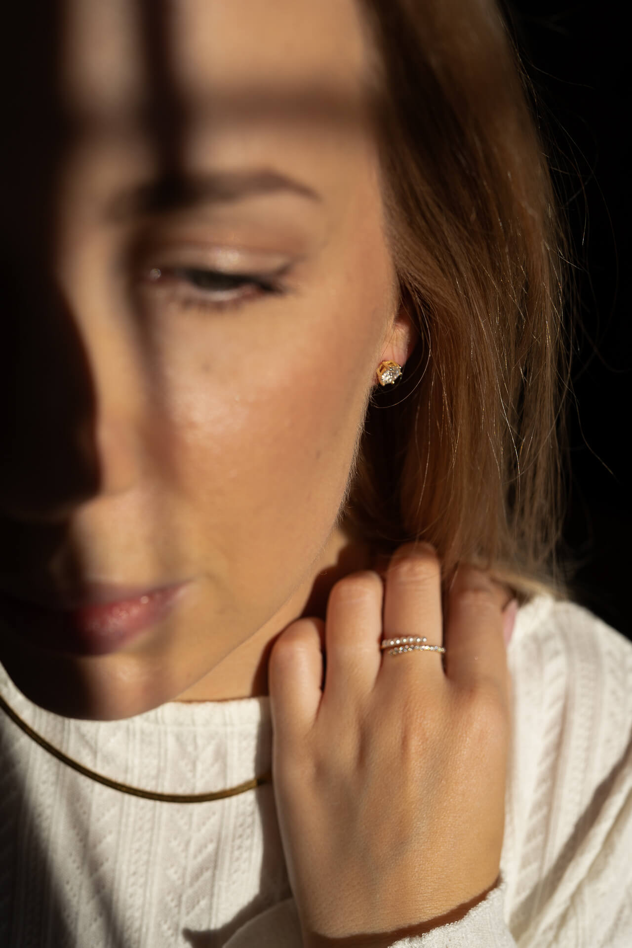 Złoty pierścionek regulowany Pearl Dust