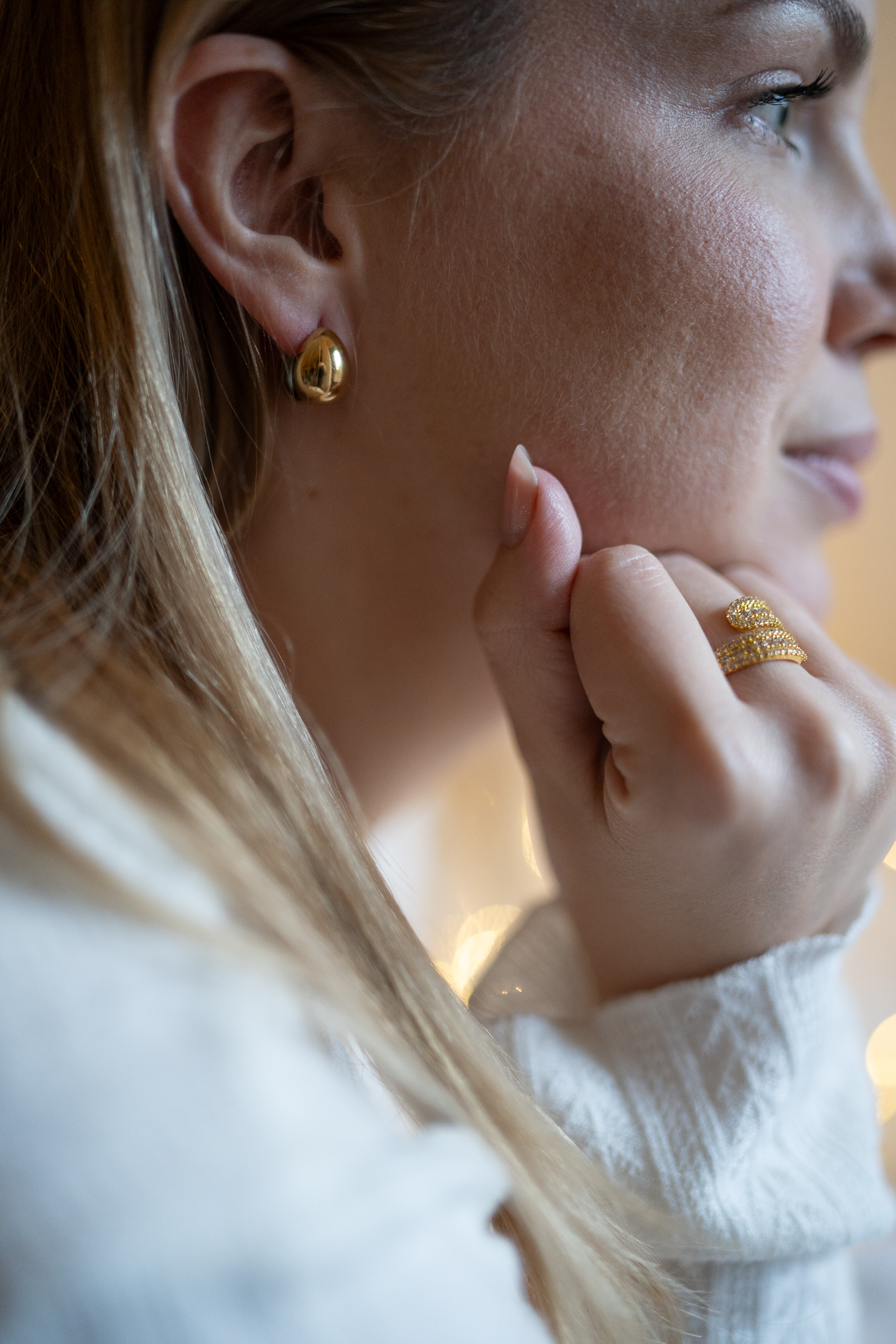 Złote kolczyki krople Little Tear