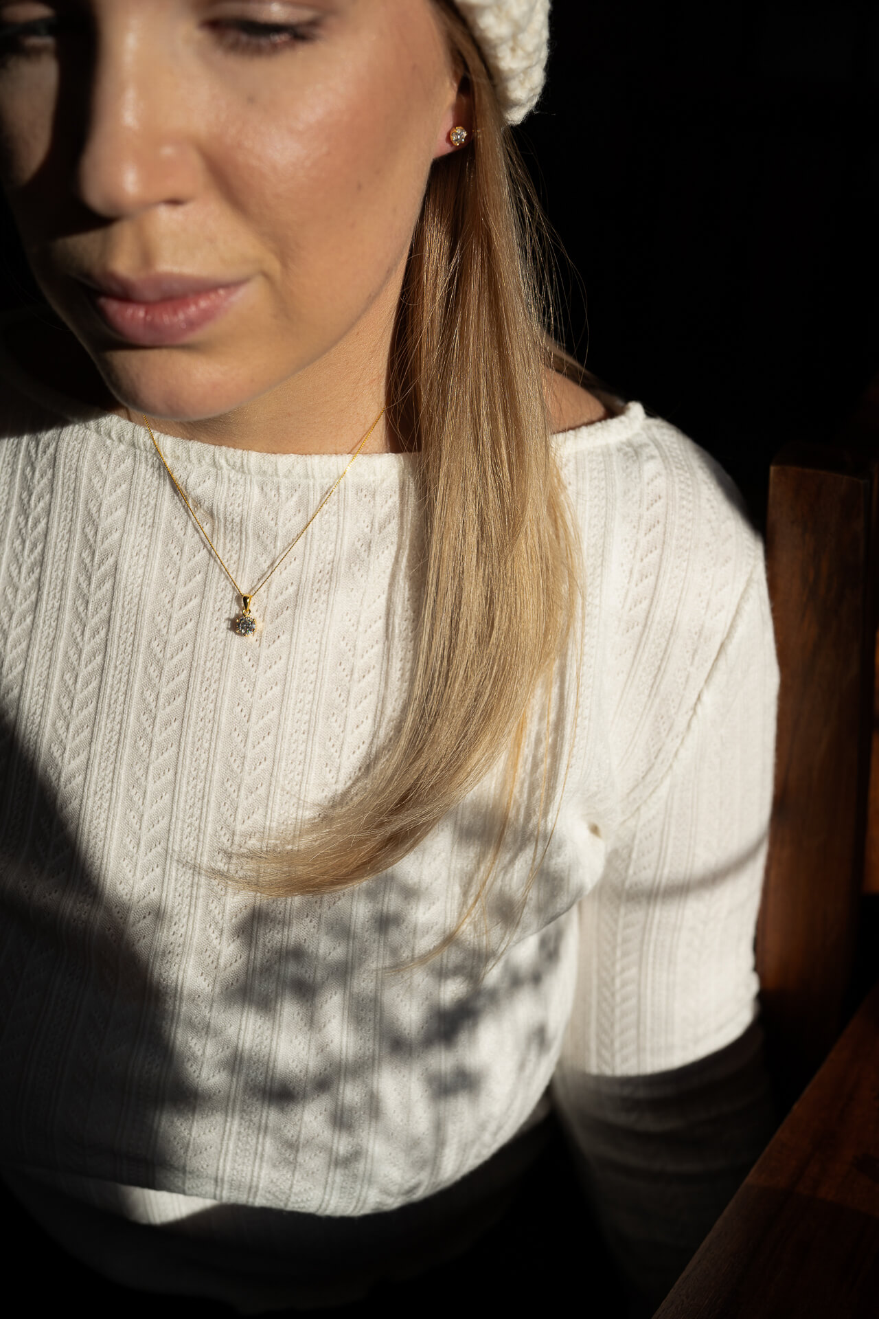 Złoty zestaw Premium z moissanitami - naszyjnik i kolczyki 1ct