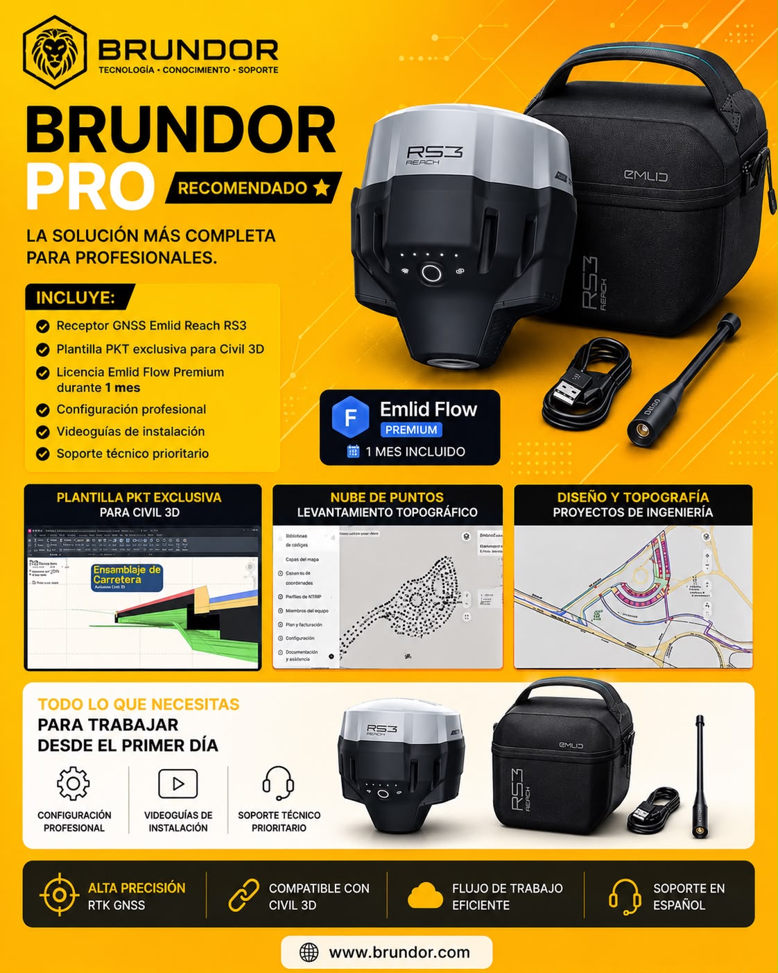 PACK BRUNDOR PROFESIONAL GNSS RS3