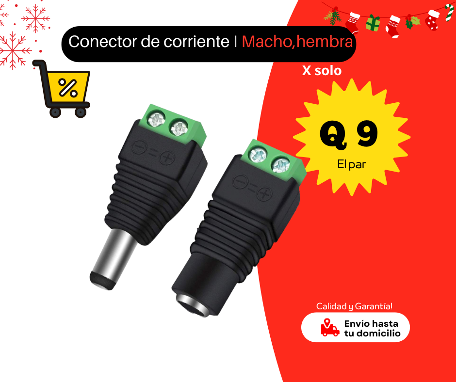 Conector de Corriente l Macho y Hembra