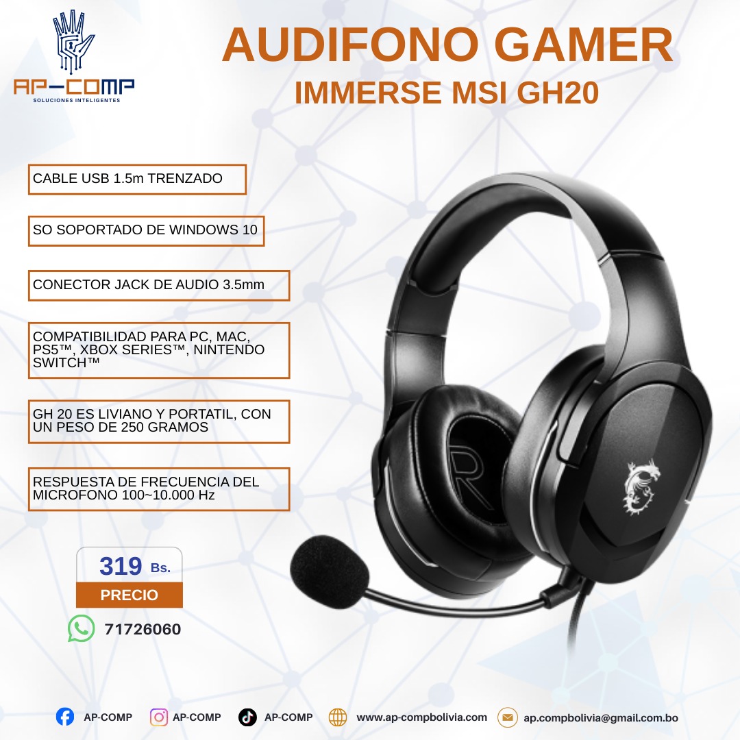 Audífono Gamer MSI GH20