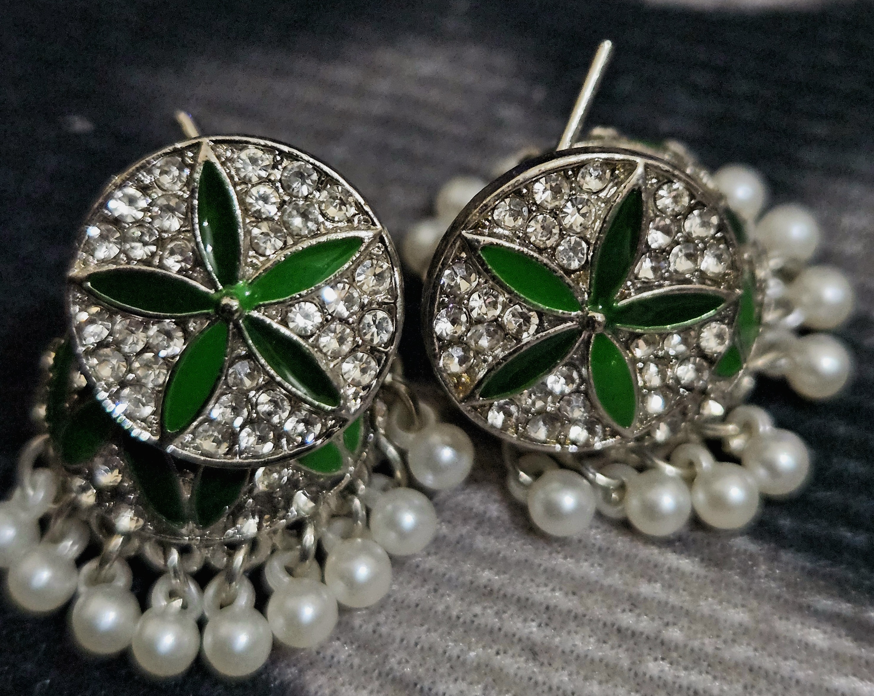 Crystal Bloom – Enamel Floral Fringe Earrings