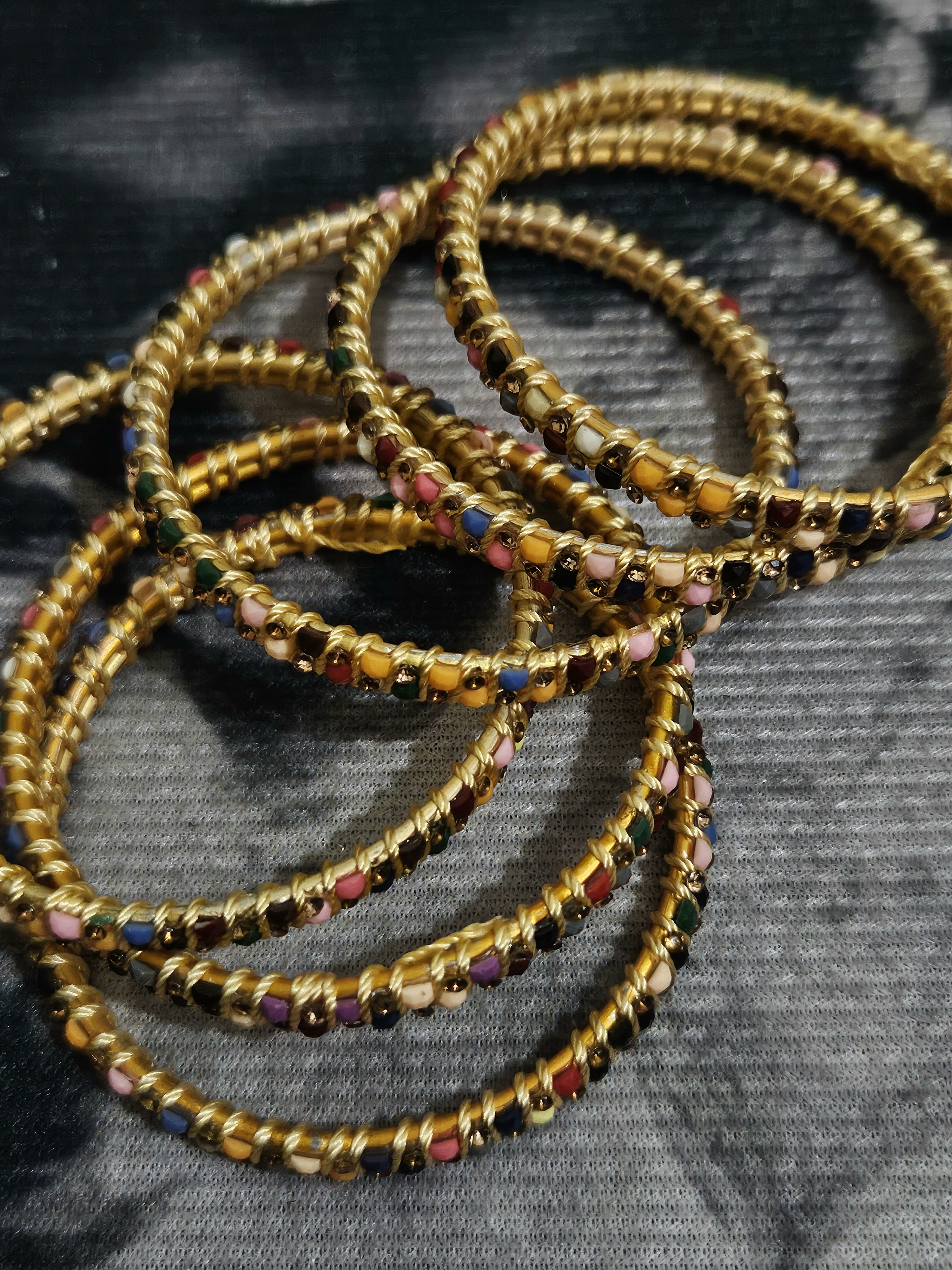 Rang Mahal – Multicolor Beaded Gold Bangles