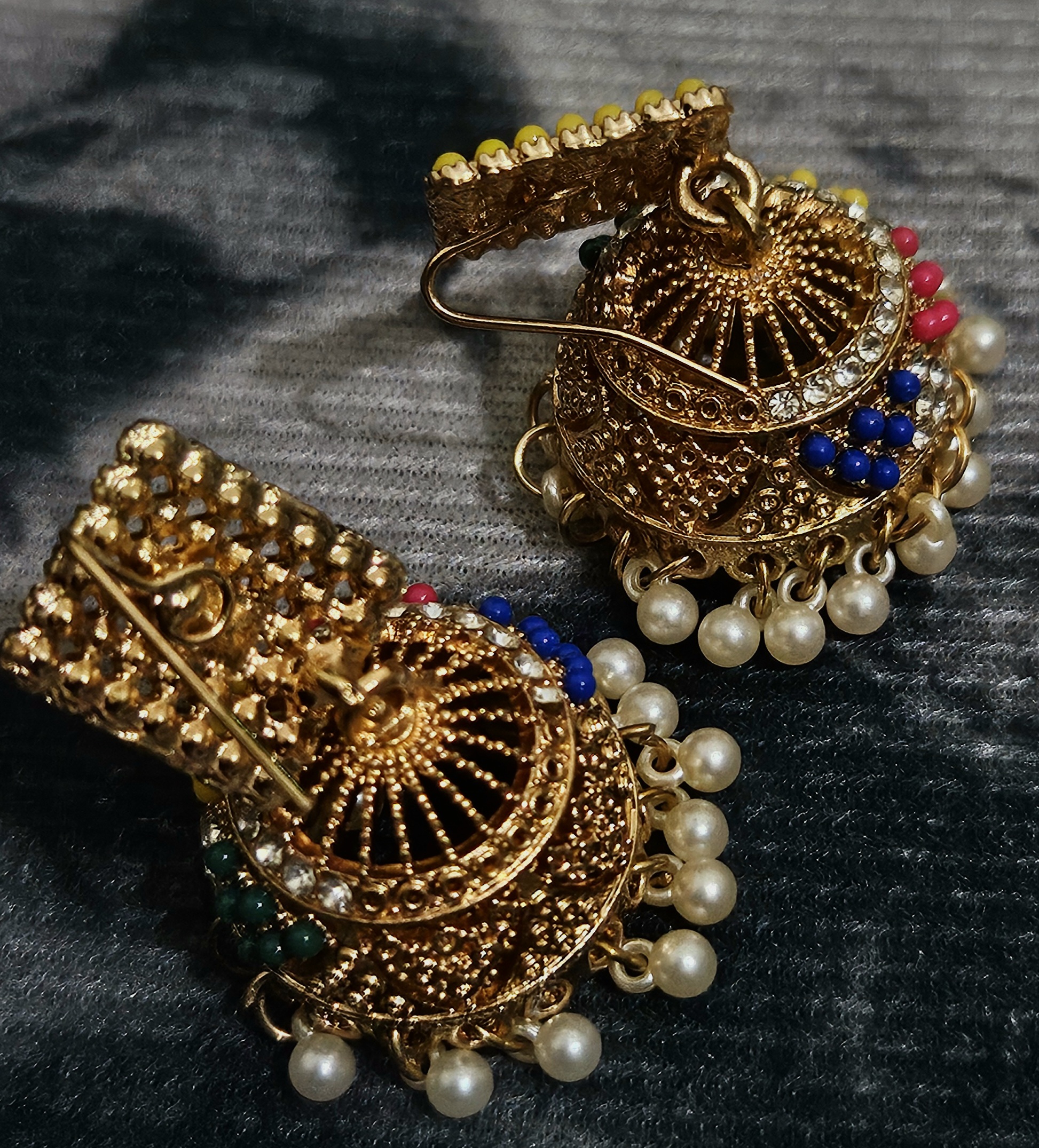 Multicolor Beaded & Pearl Drop Earrings