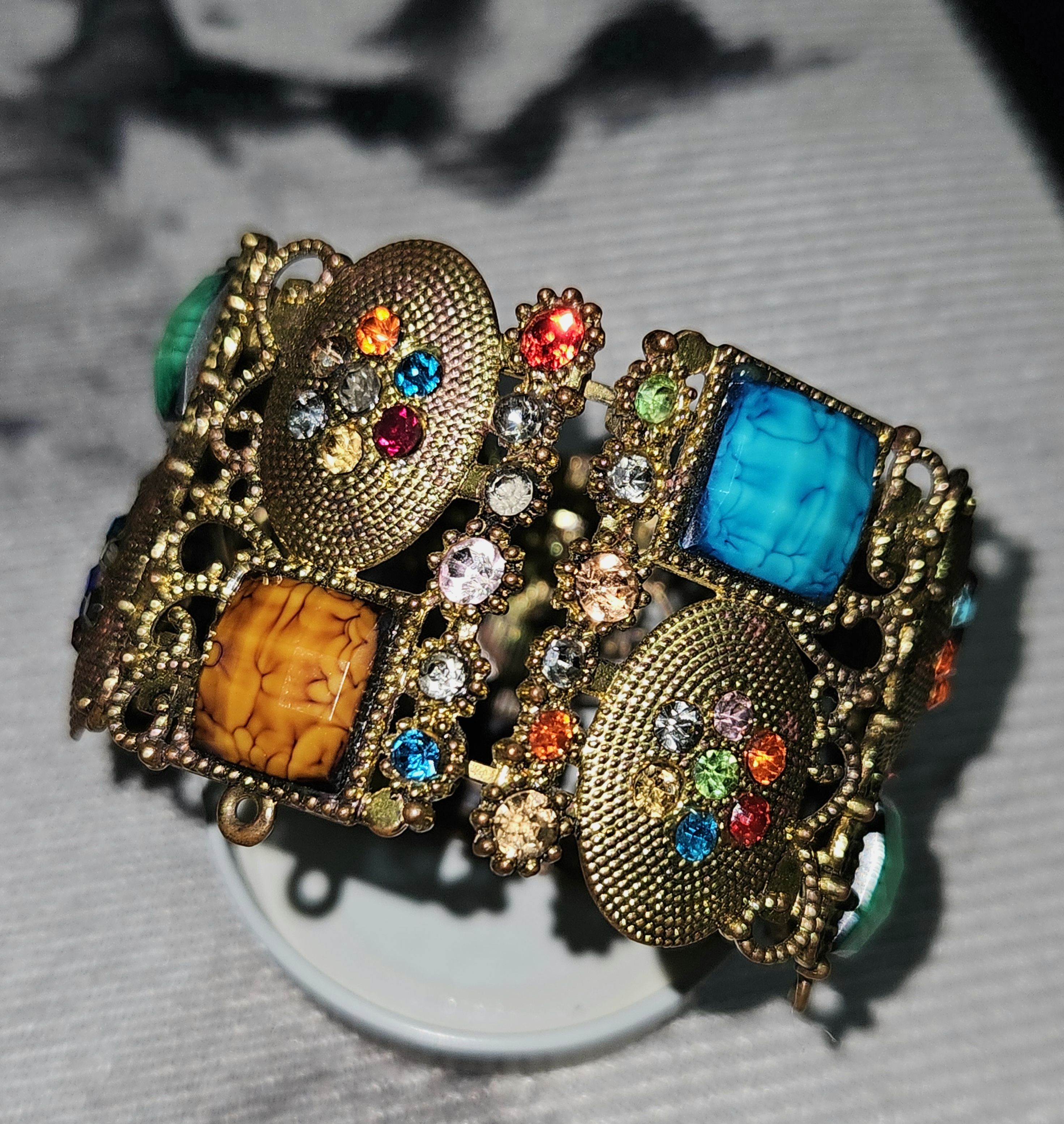 Boho Royale – Multicolor Gemstone Filigree Bracelet