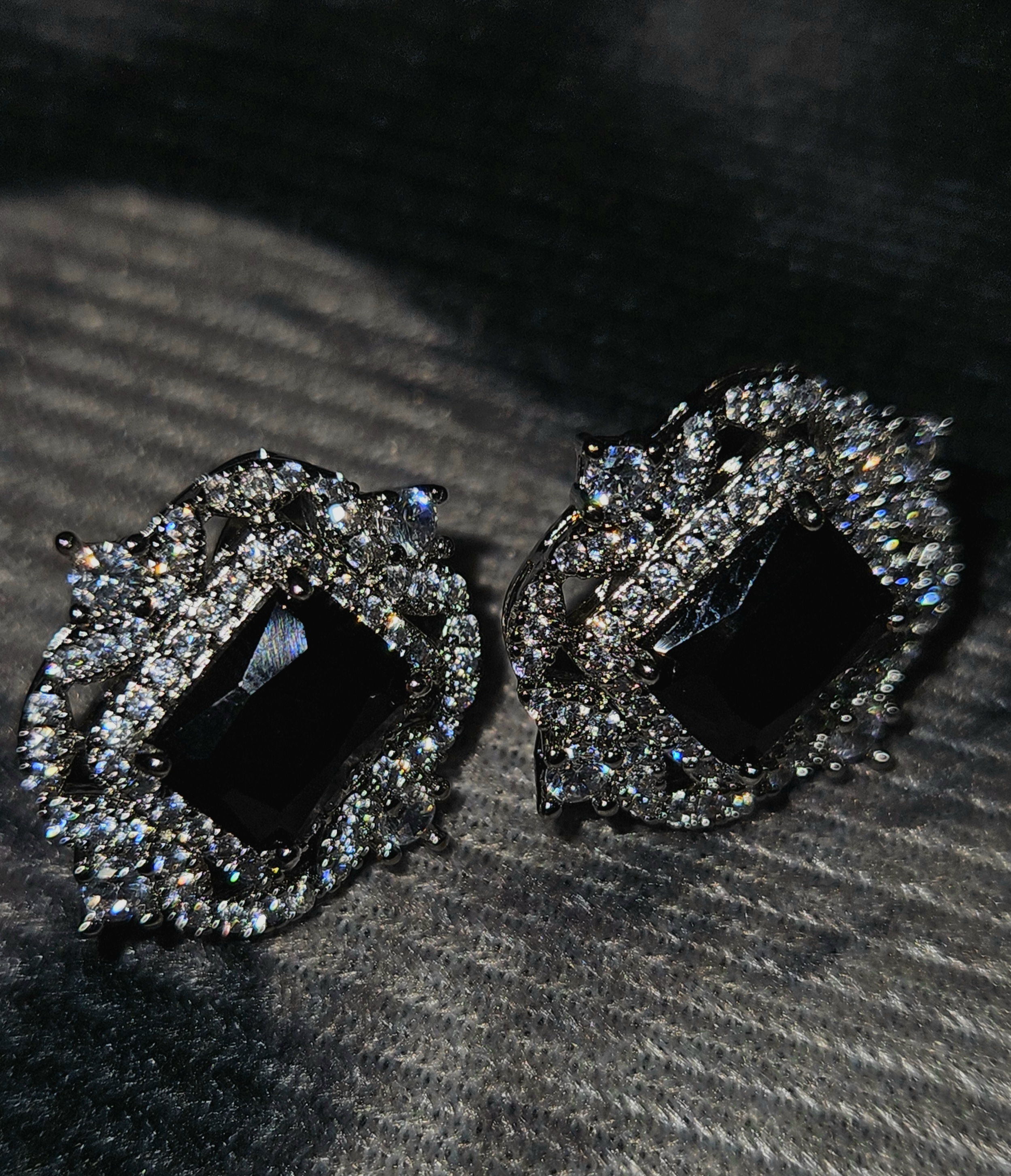 Noir Halo – Black Gemstone Statement Studs