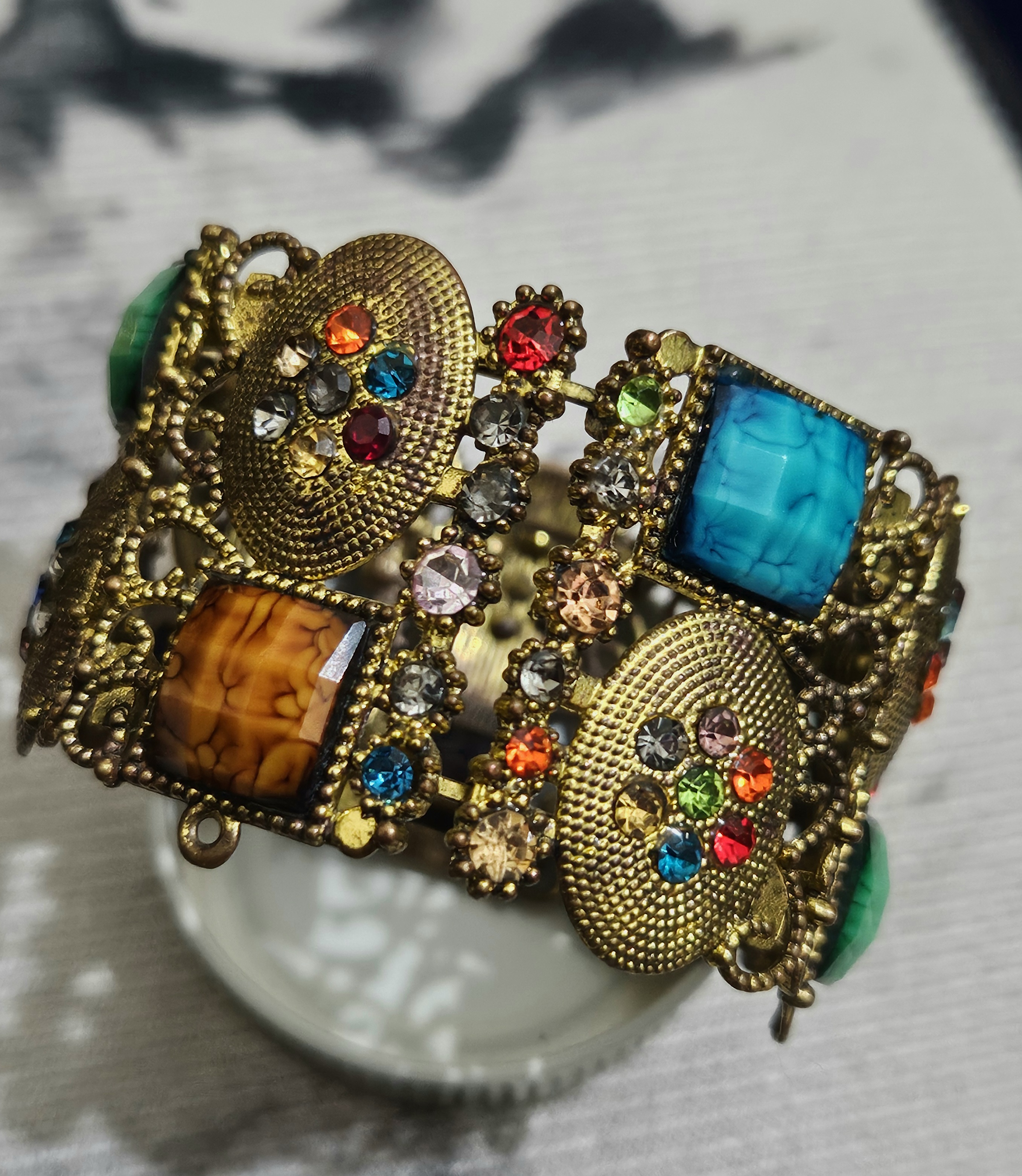 Boho Royale – Multicolor Gemstone Filigree Bracelet