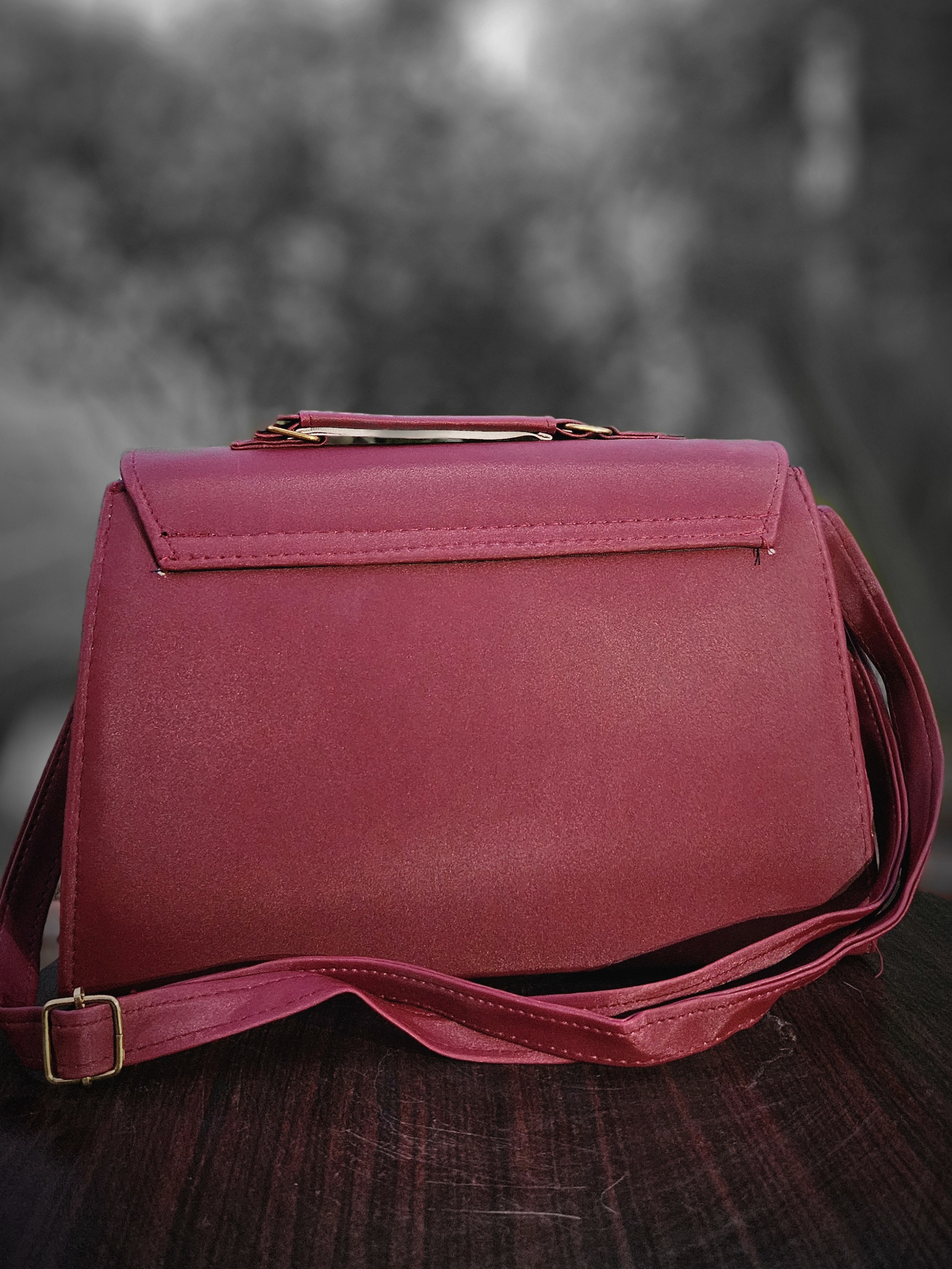 Crimson Elegance Structured Shoulder Bag