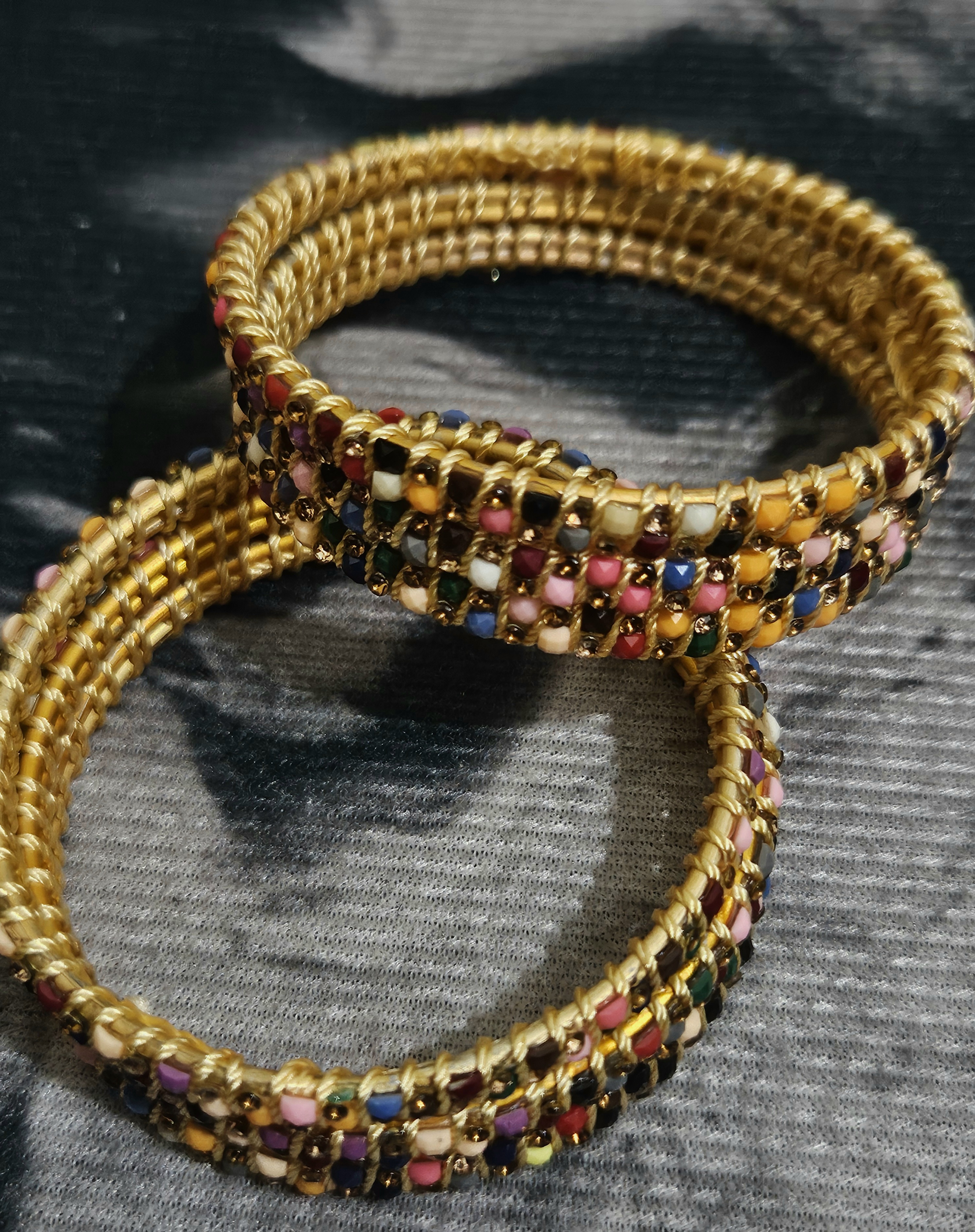 Rang Mahal – Multicolor Beaded Gold Bangles