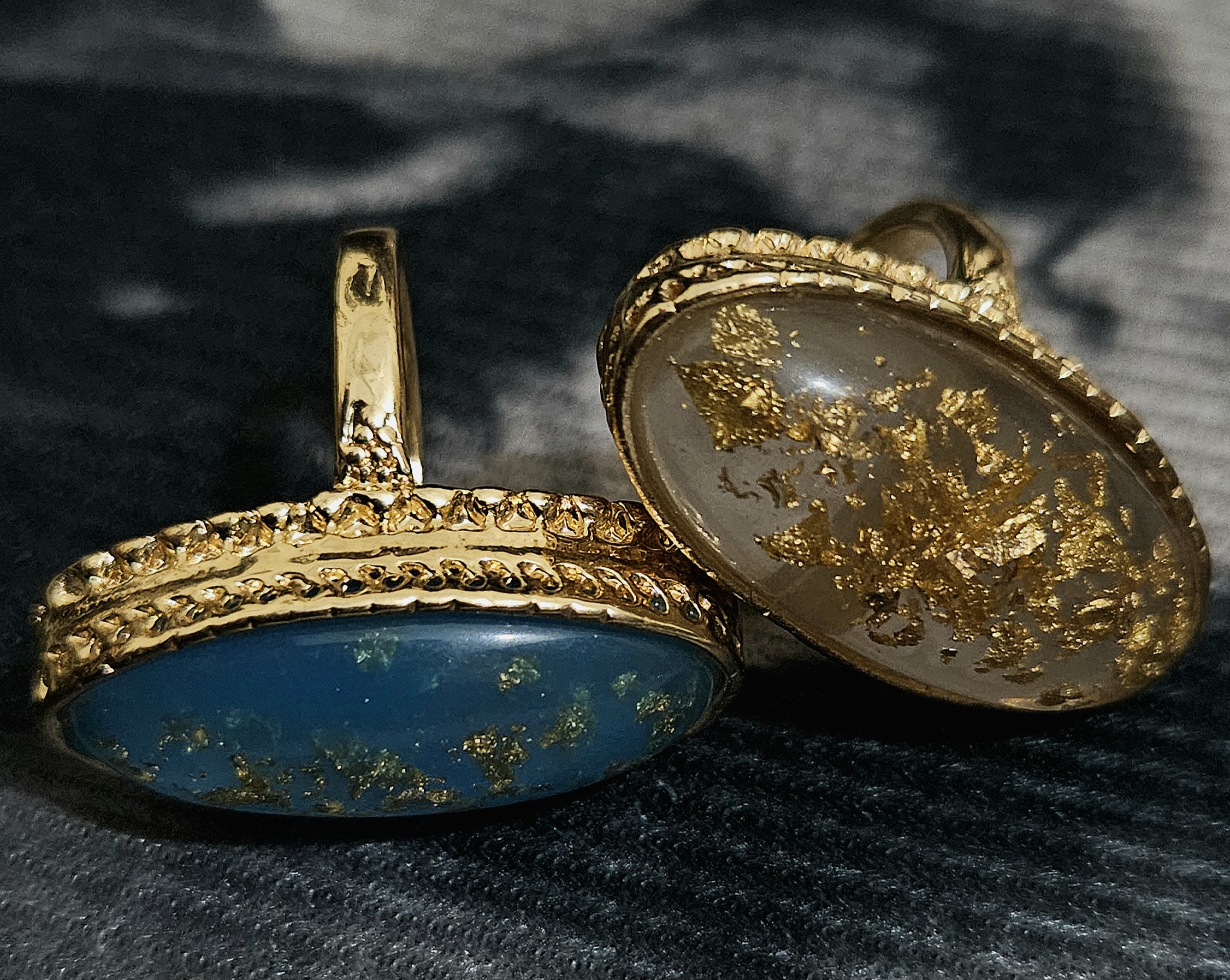 Gilded Aura – Gold Flake Oval Gemstone Rings