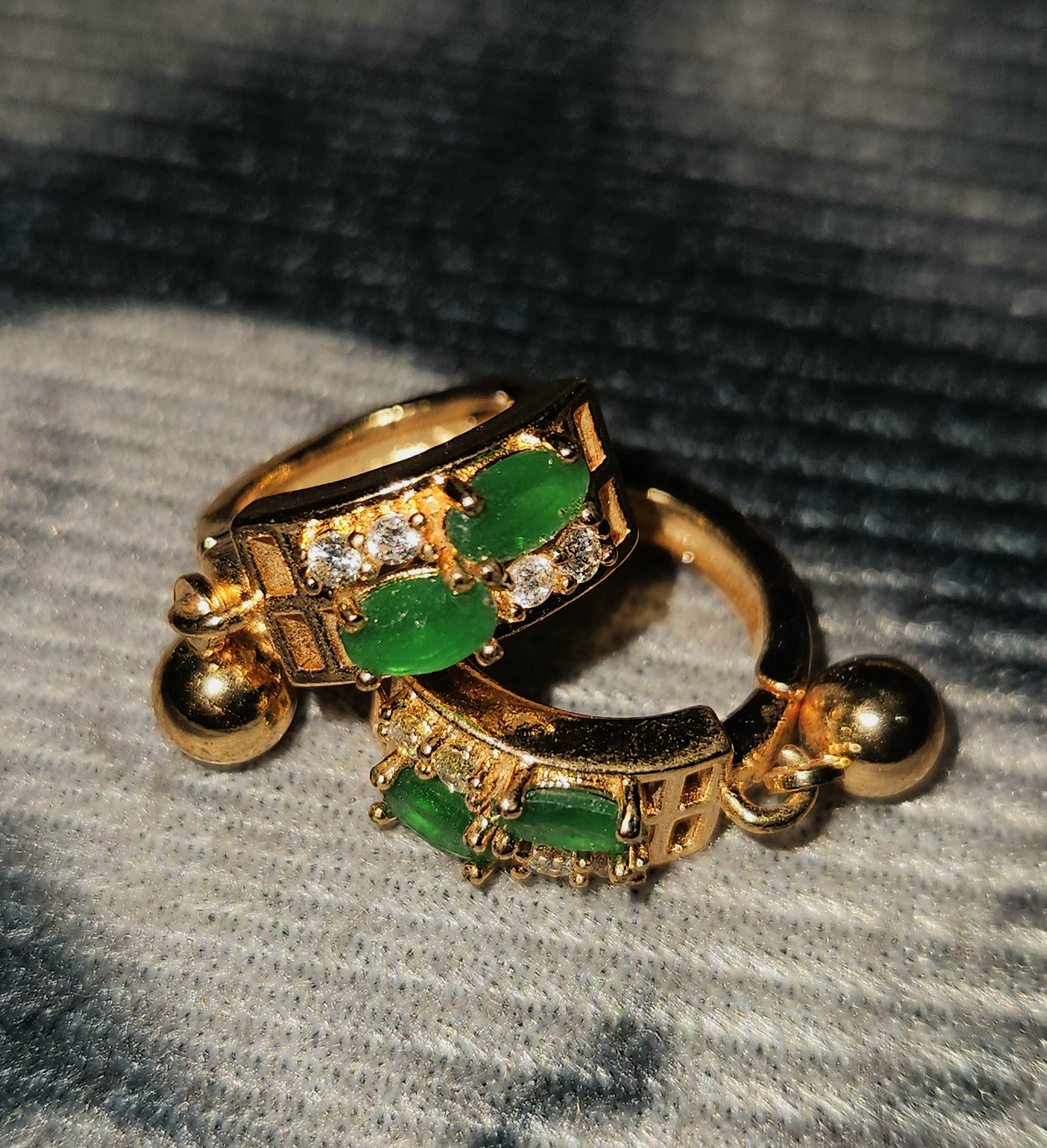 Emerald Charm – Gold Hoop Earrings with Gemstone Accents