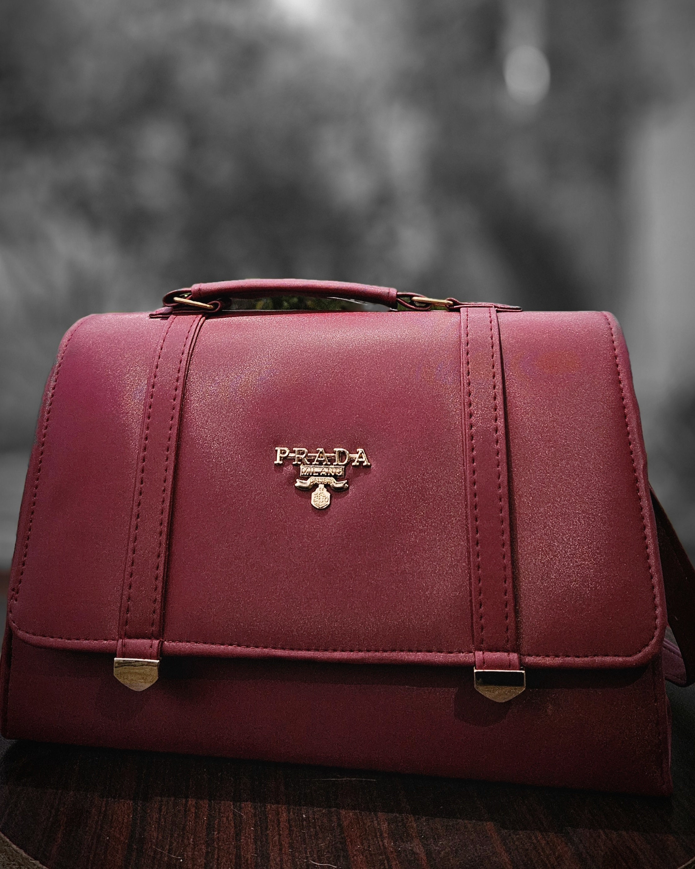 Crimson Elegance Structured Shoulder Bag