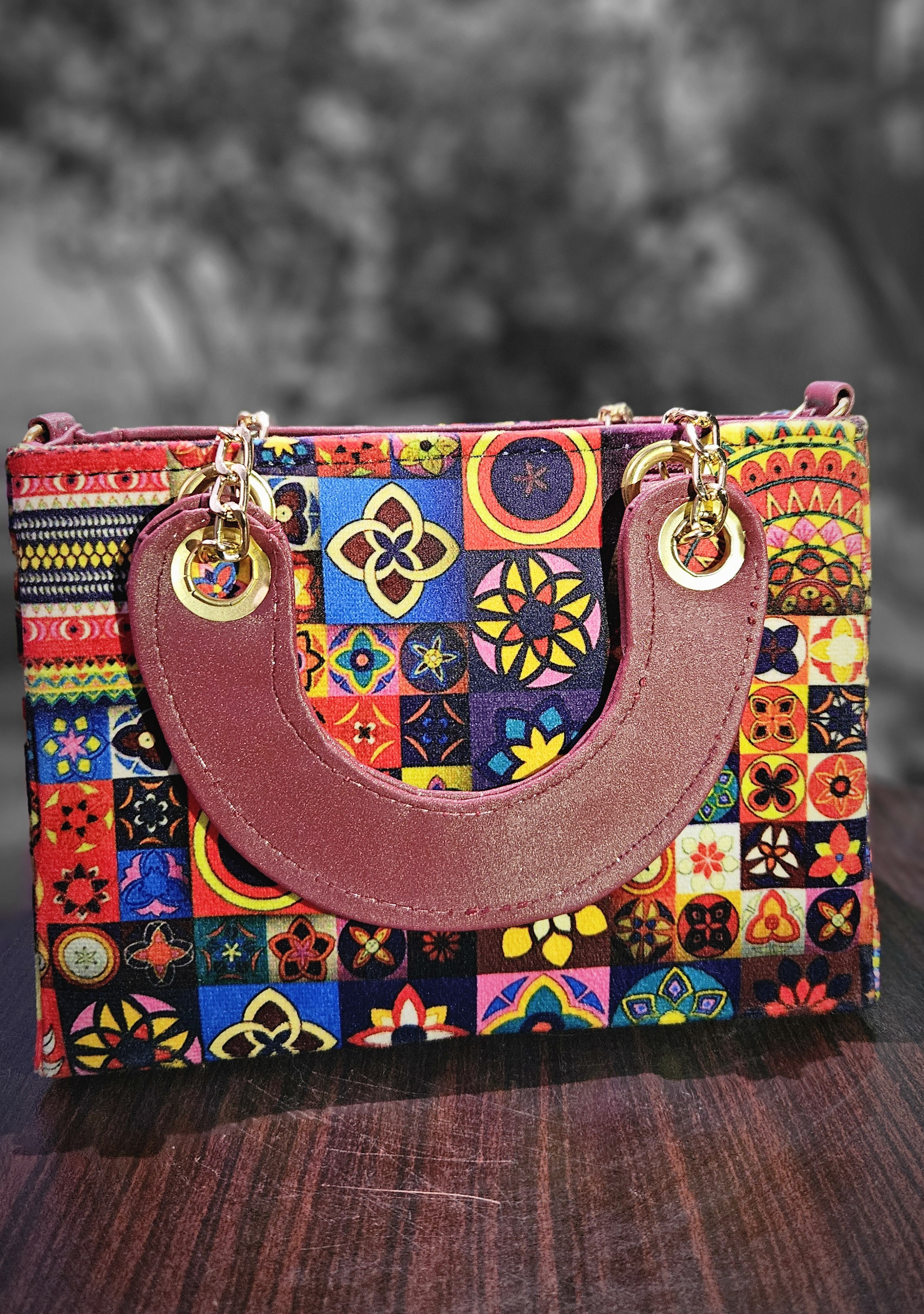Vibrant Patchwork Designer Handbag LV