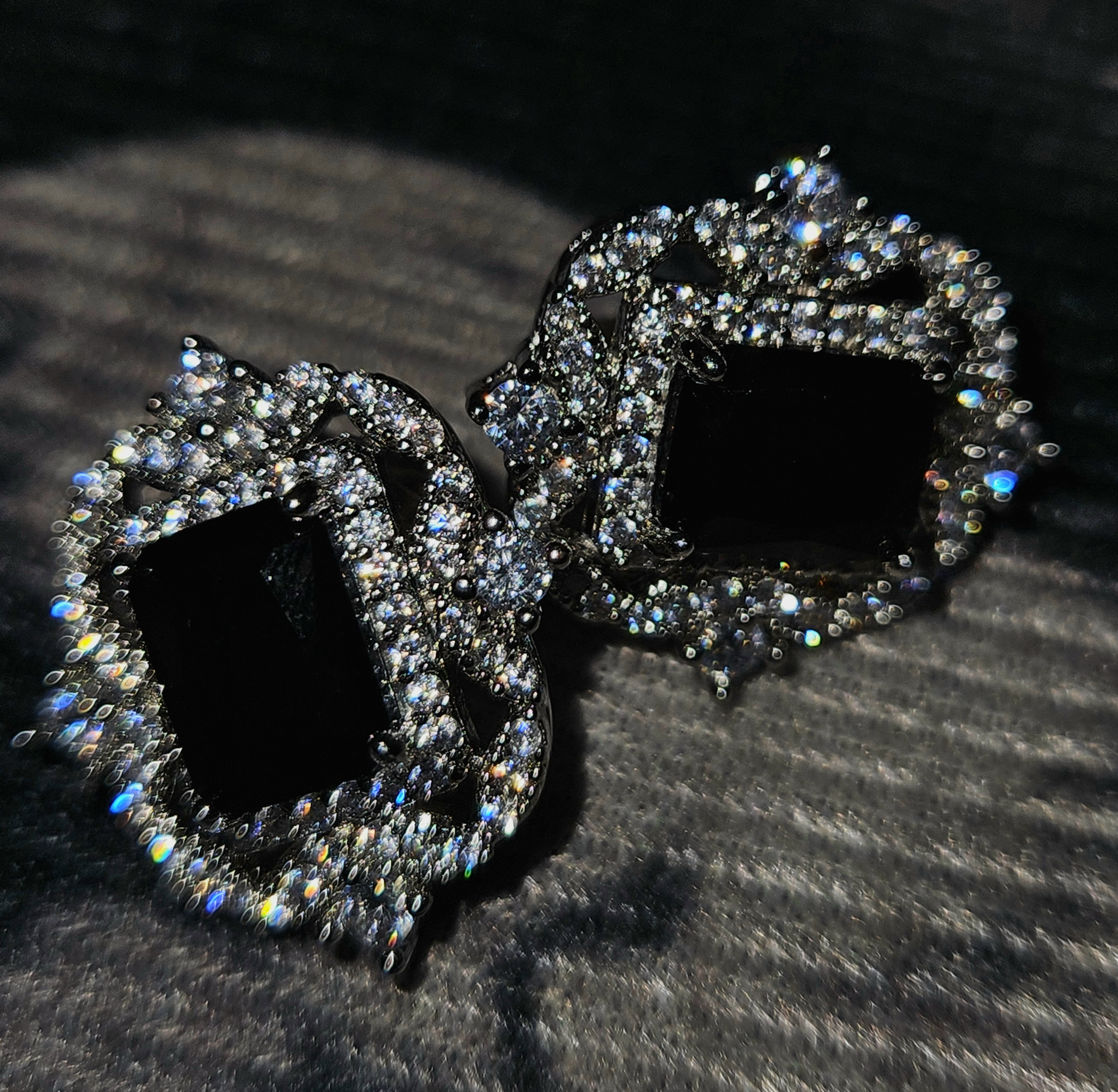 Noir Halo – Black Gemstone Statement Studs