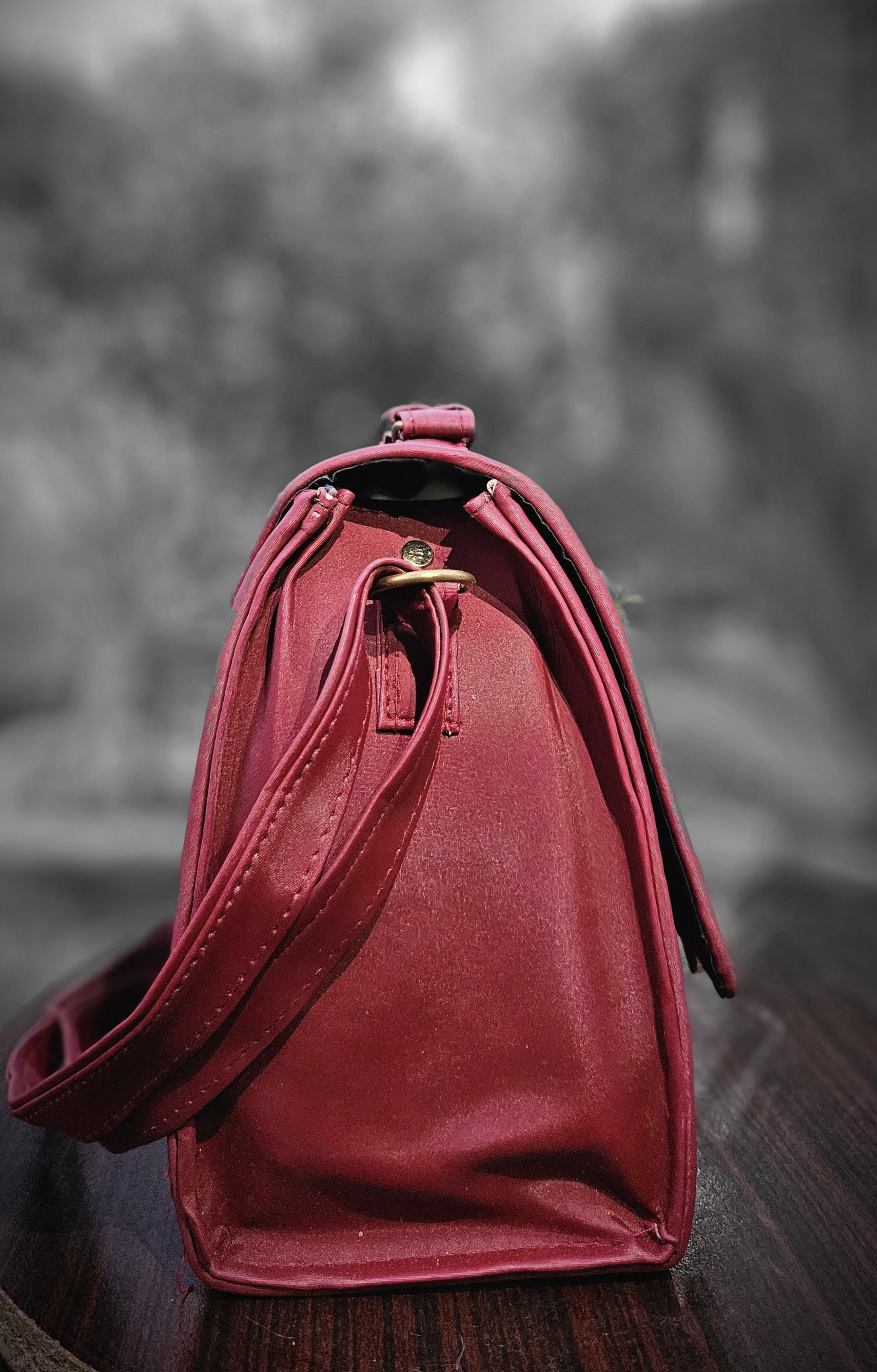 Crimson Elegance Structured Shoulder Bag