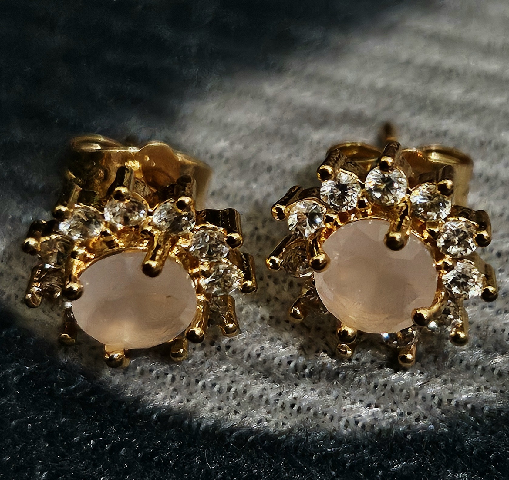 Rosé Halo – Pink Gemstone Stud Earrings