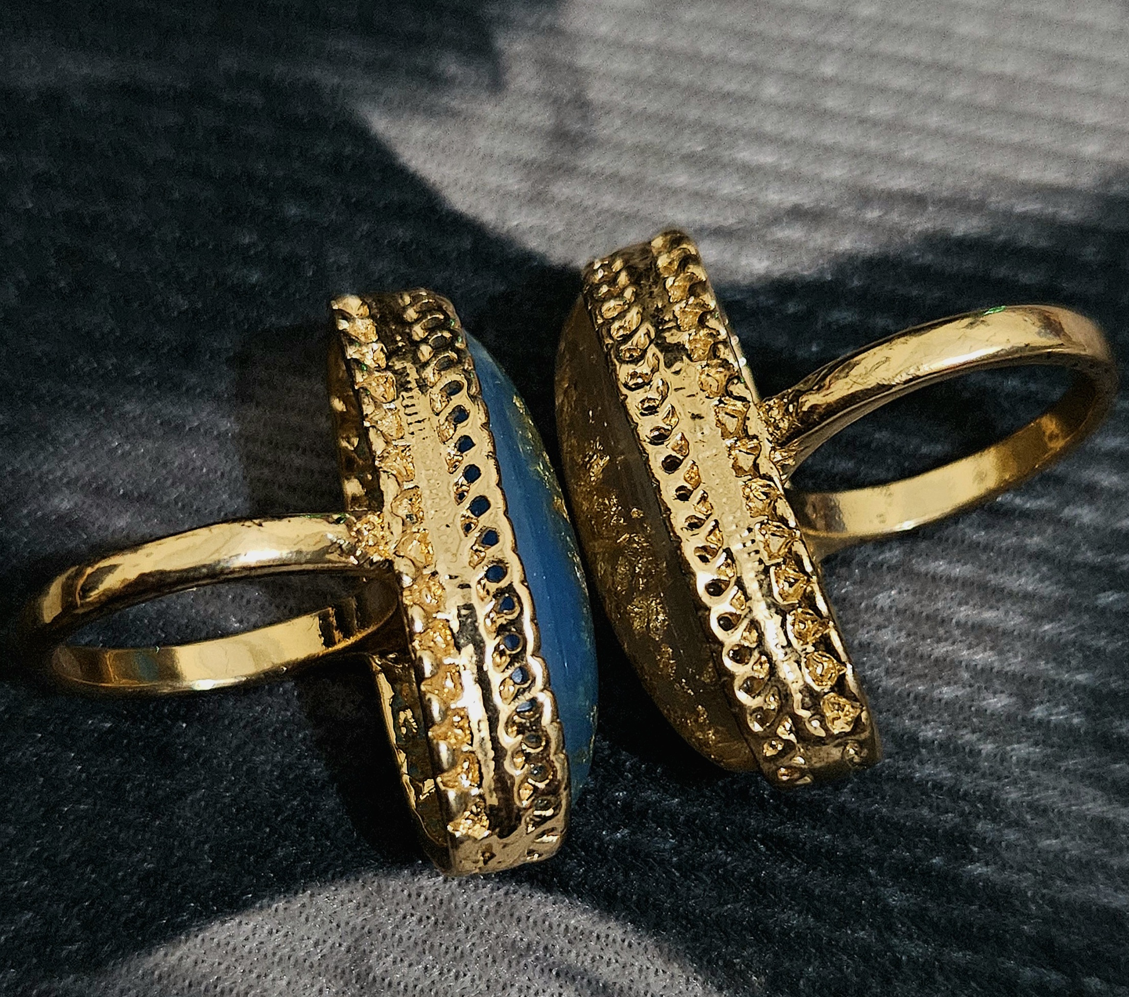 Gilded Aura – Gold Flake Oval Gemstone Rings