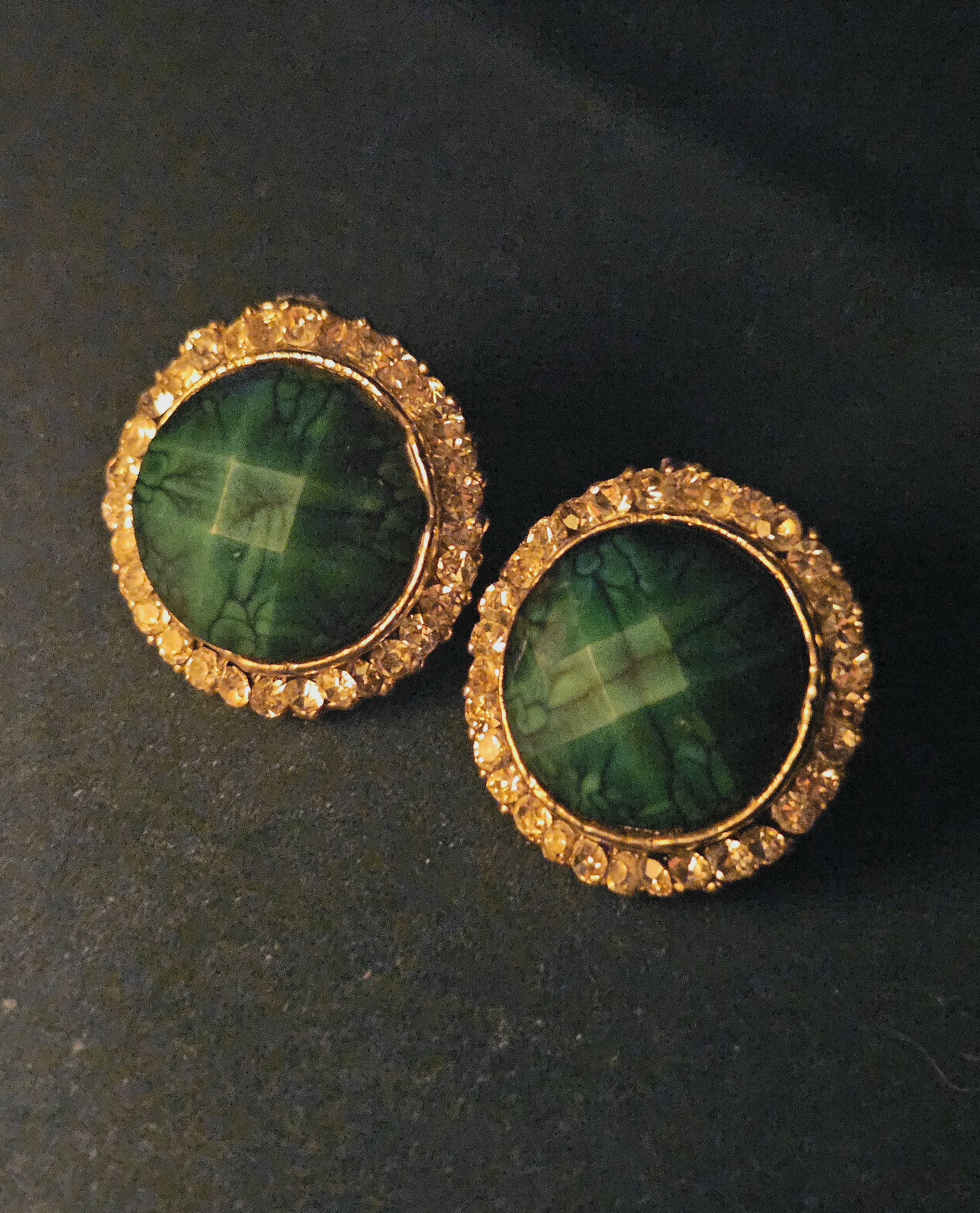 Emerald Halo – Marbled Green Stud Earrings